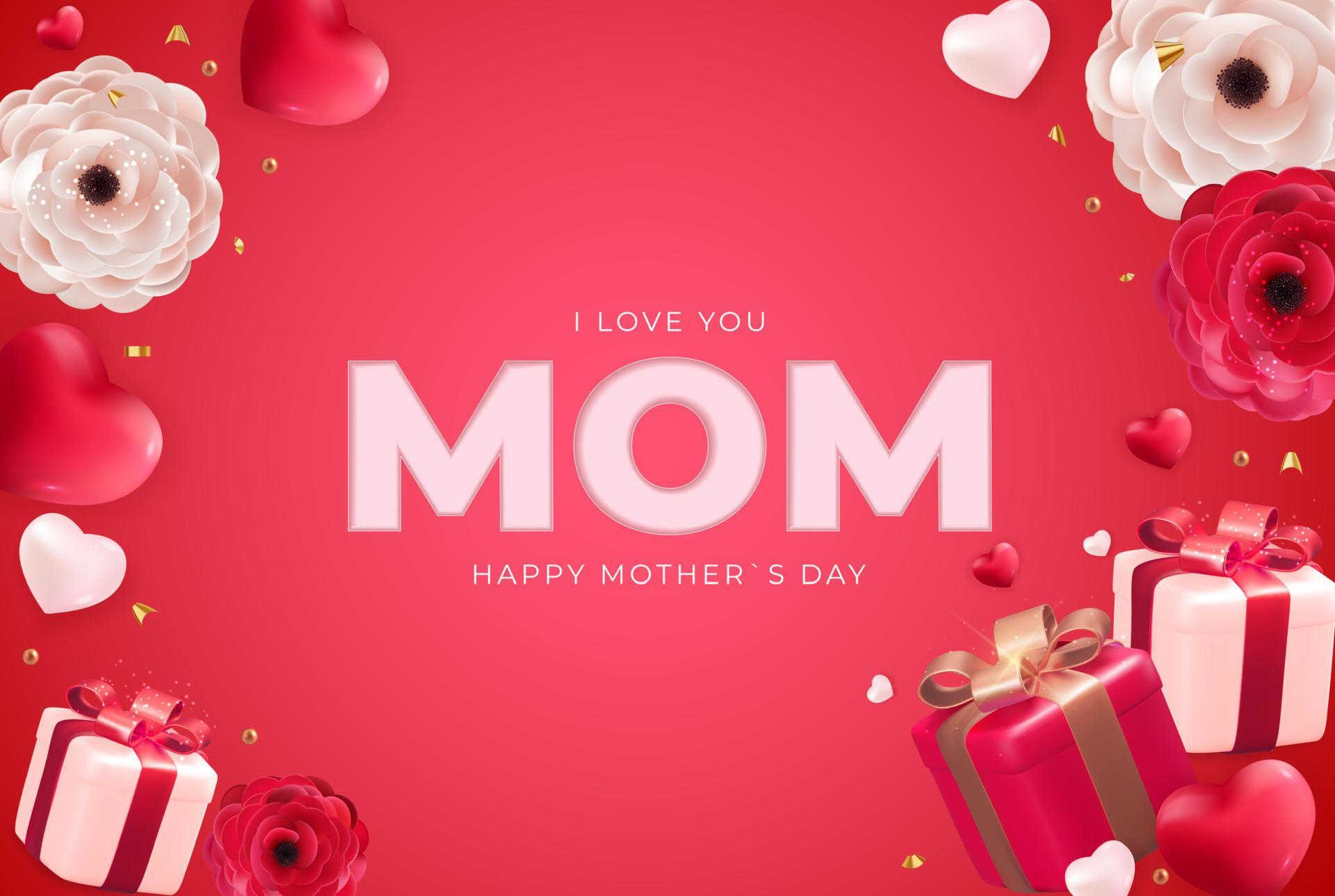 I love you mom. Happy Mother Day holiday background. Vector Illustration Stock Free