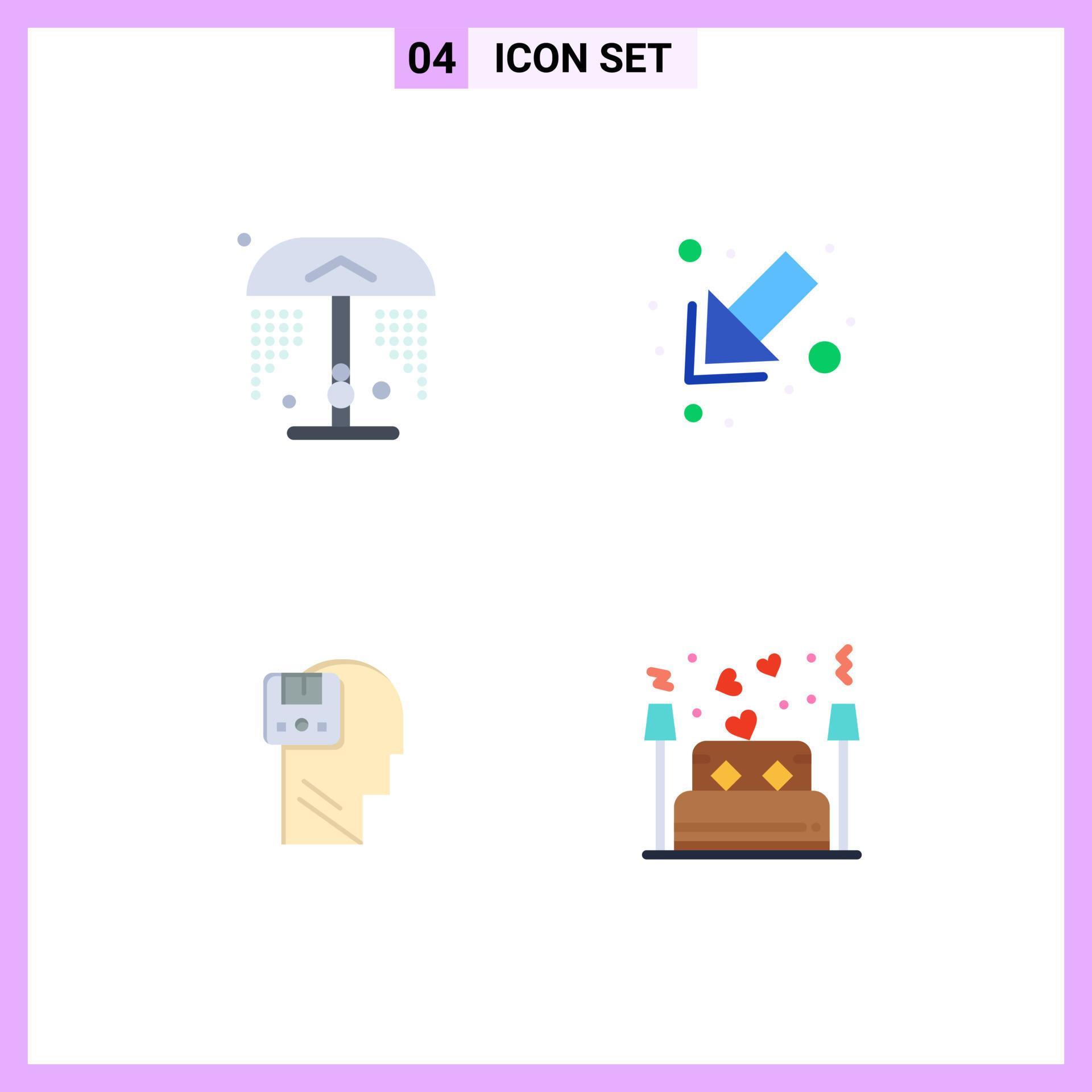 Editable Vector Line Pack of 4 Simple Flat Icons of shower user arrow memory bed Editable Vector Design Elements Stock Free