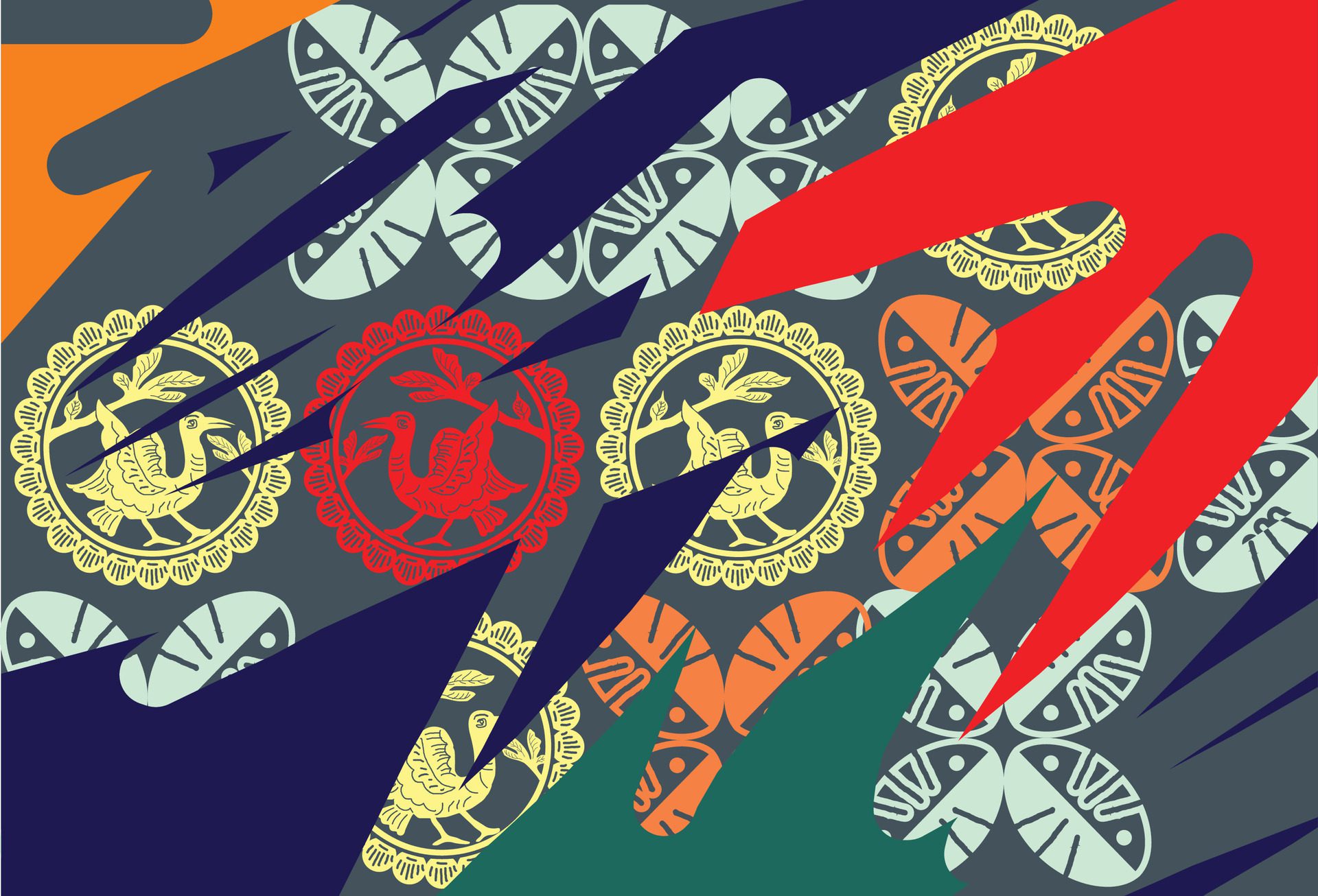 PrintIndonesian batik motifs with very distinctive plant patterns Free Vector