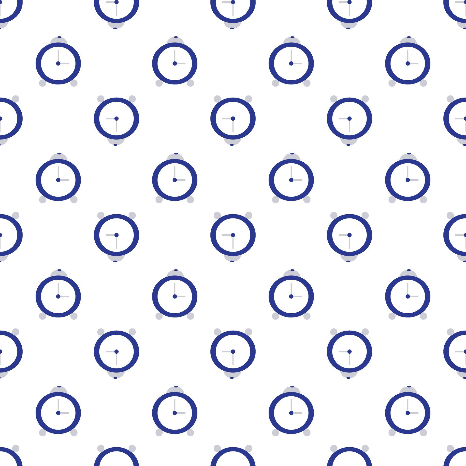 Simple blue alarm clock. Seamless pattern. illustration. Free Vector