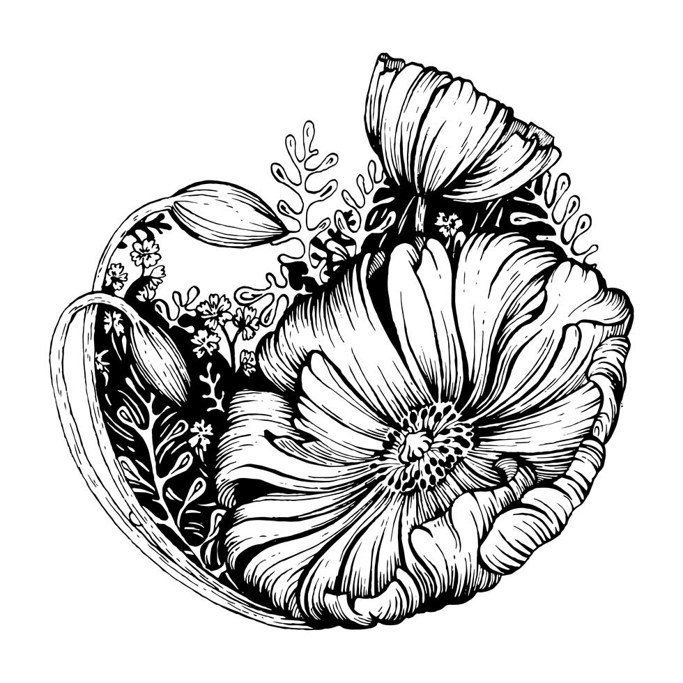 Black and white flower. Stock Free