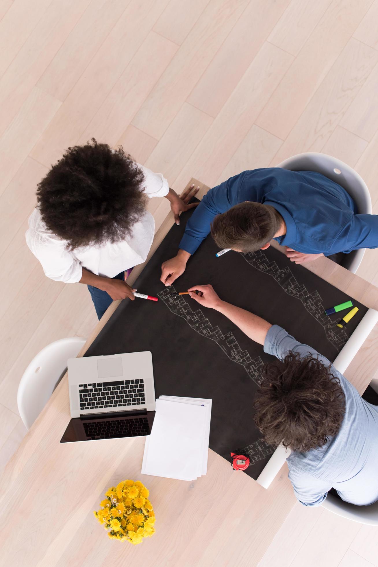 top view of Multiethnic startup business team on meeting Stock Free