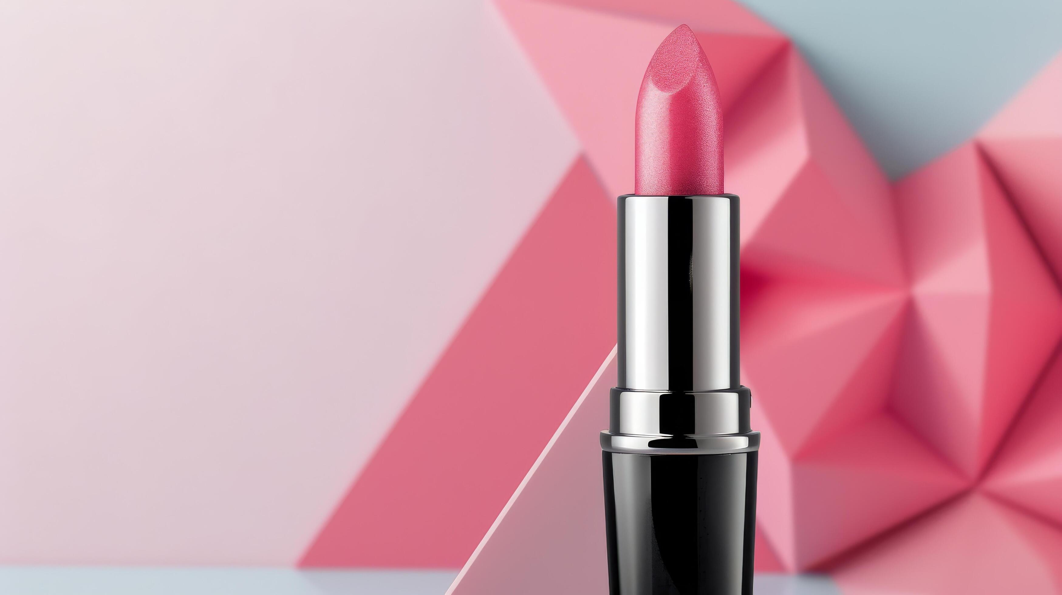 Pink Lipstick on Geometric Background Stock Free