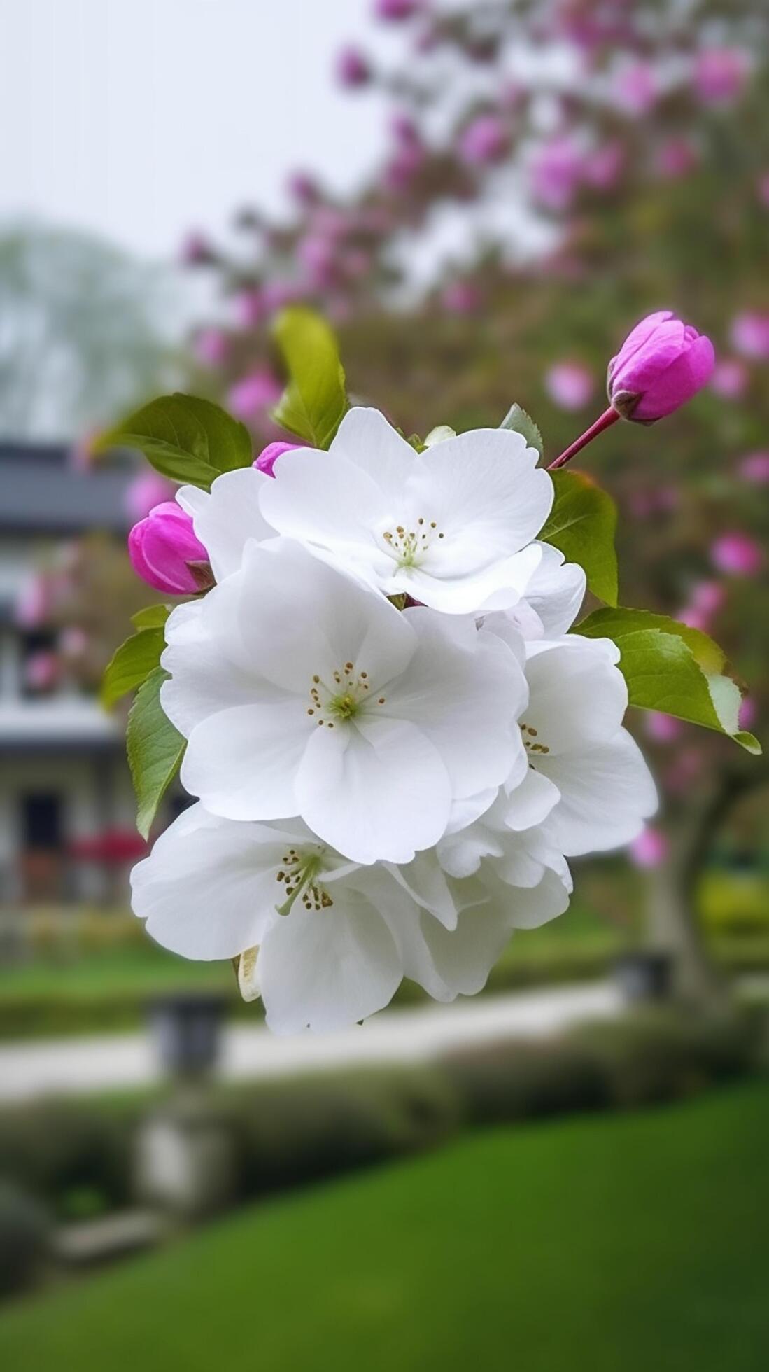 White Flower with green background, Real clear photo Chinese Suzhou garden purple Stock Free