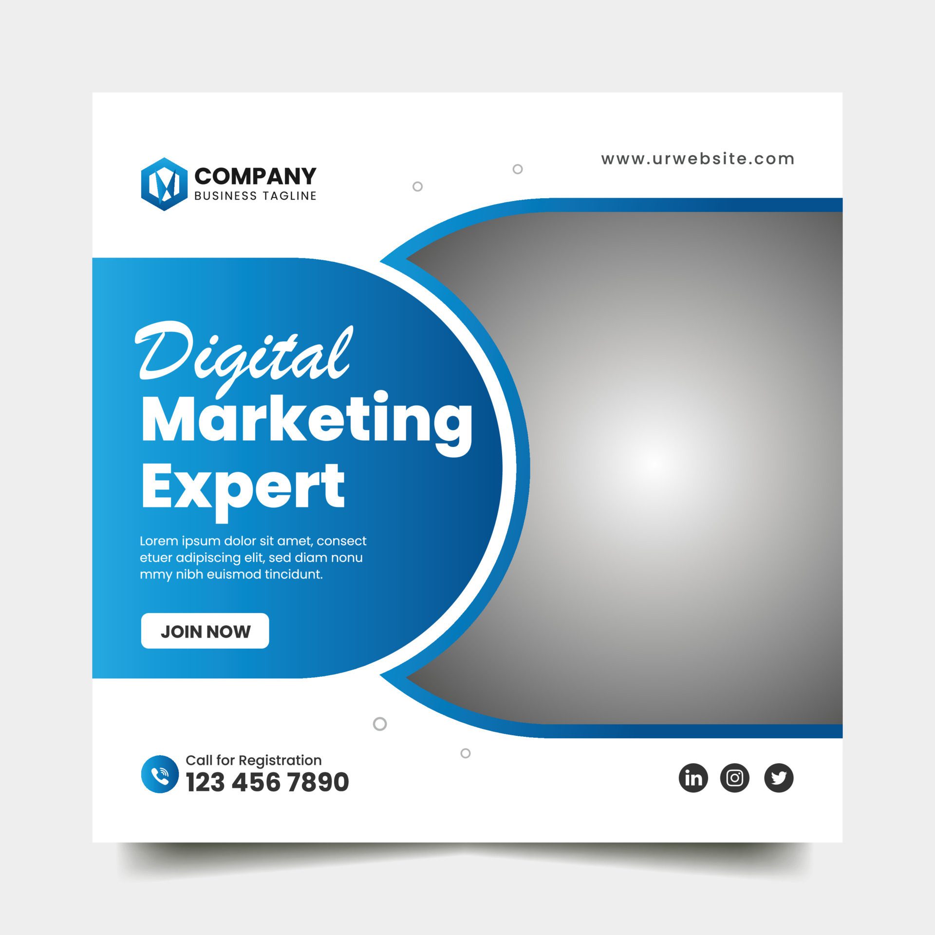 Digital marketing and corporate social media post template or Web banner Free Vector