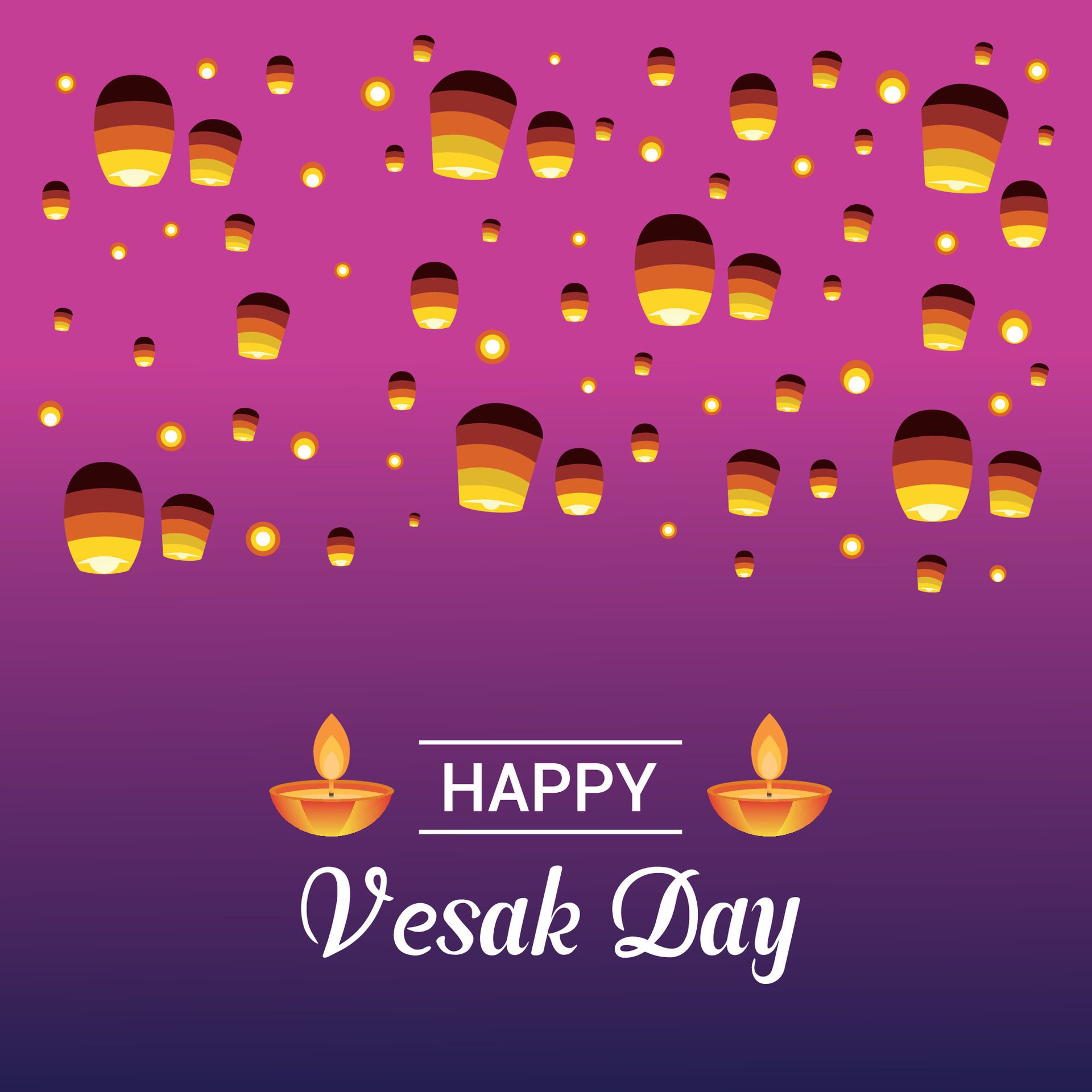 Flat vesak day illustration festival celebration and vesak day Banner Free Vector