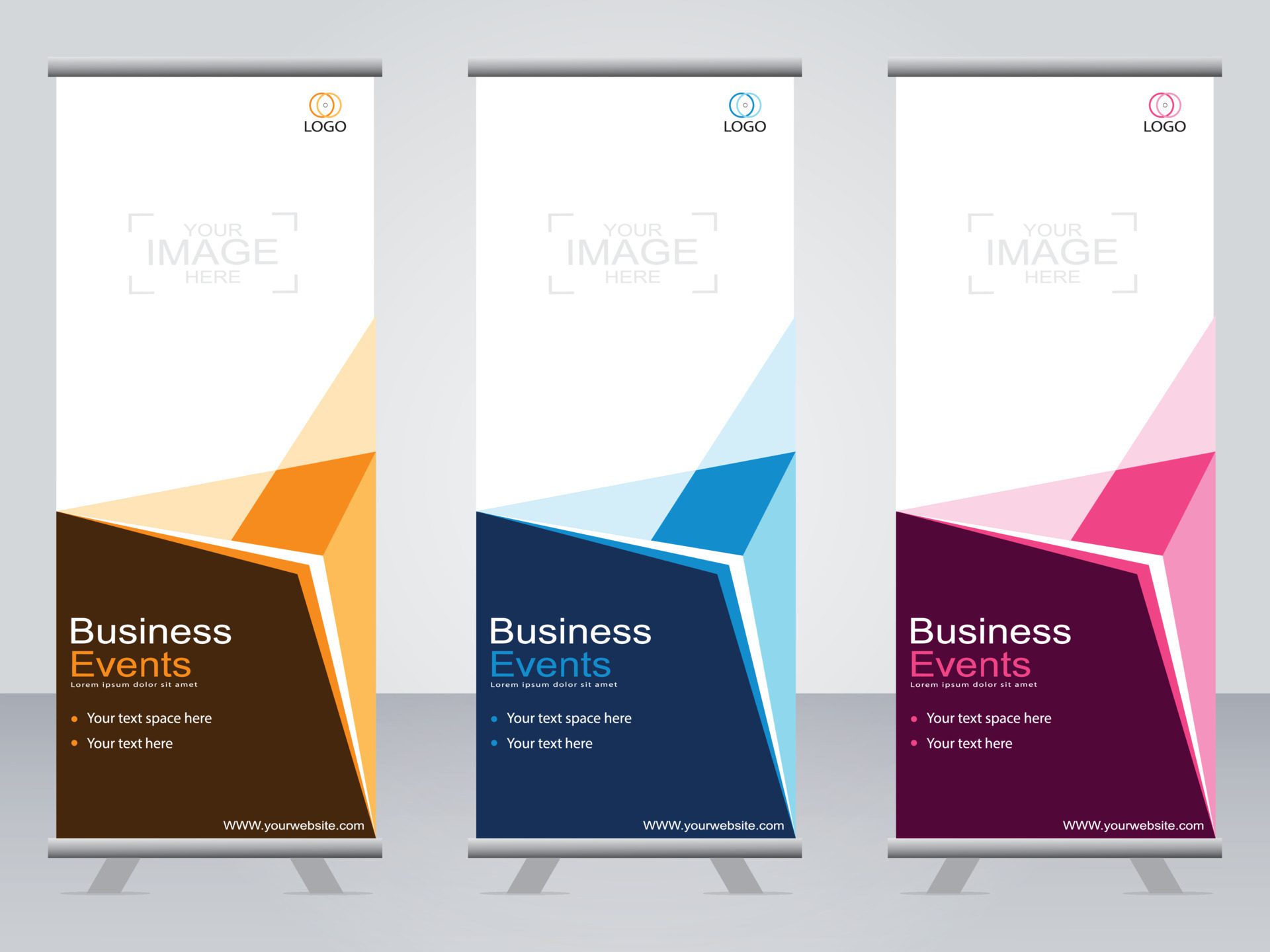 Business banner roll up set standee banner template. Free Vector