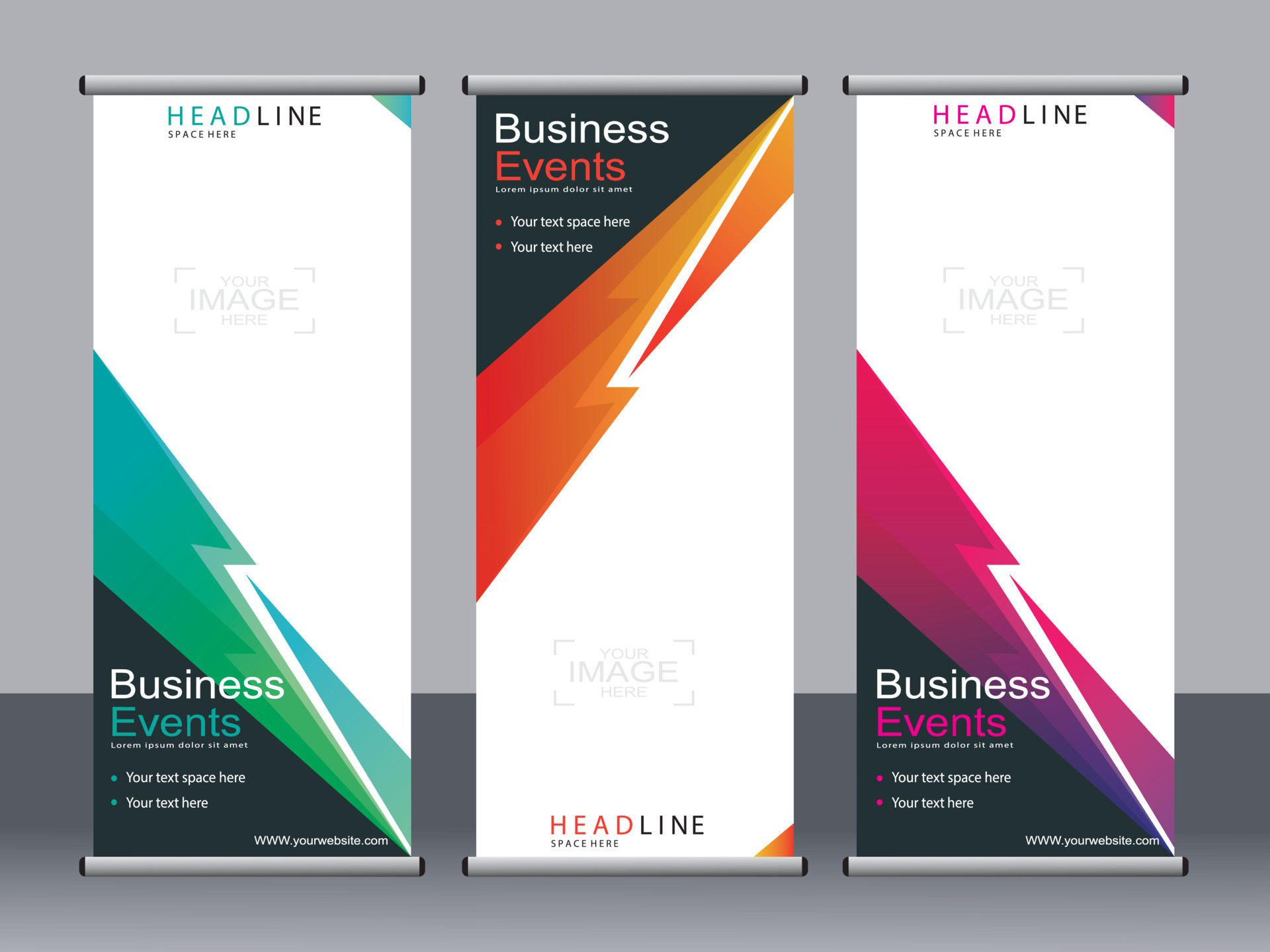 Business banner roll up set standee banner template. Free Vector