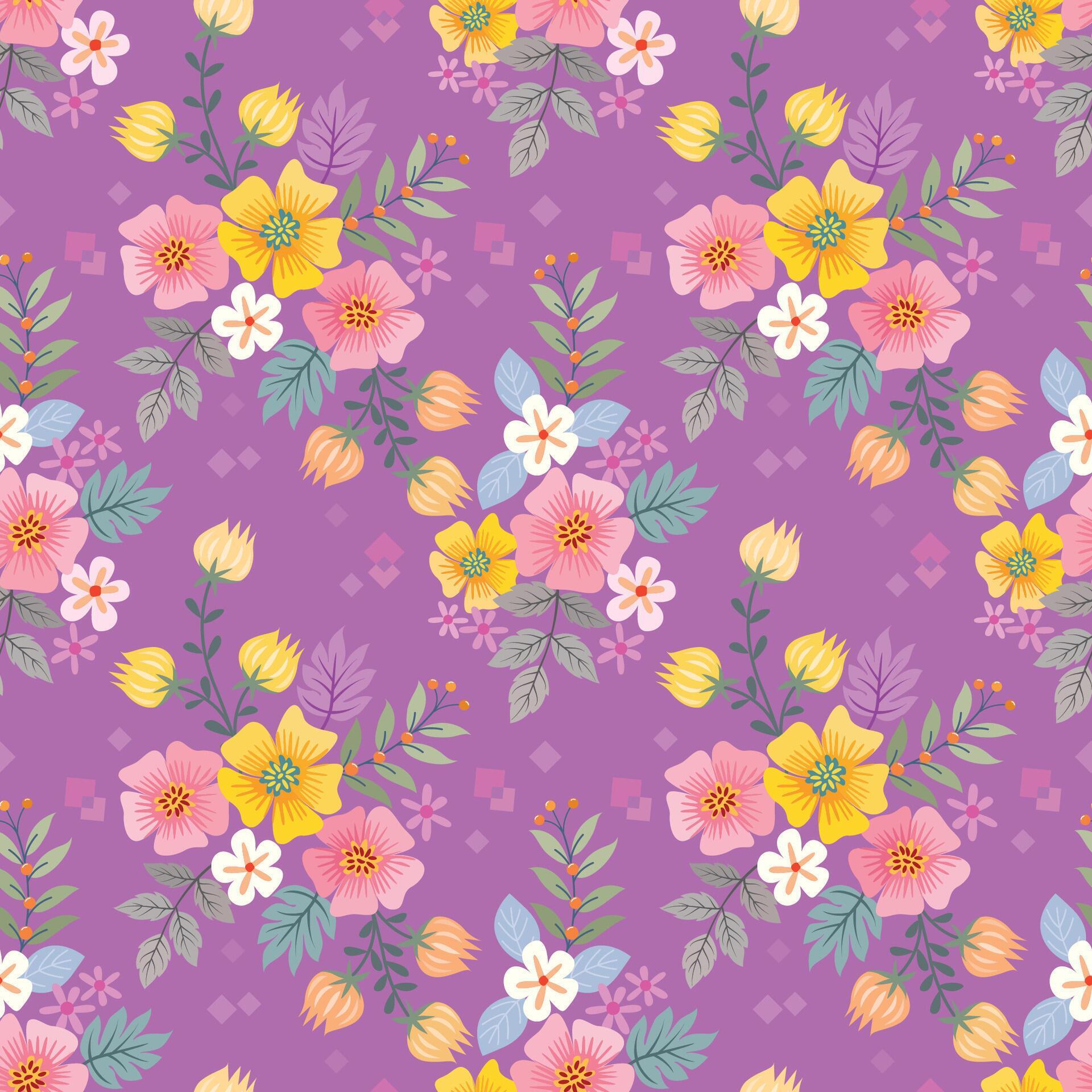 Colorful hand draw flowers seamless pattern. Can be used for fabric textile wallpaper. Stock Free