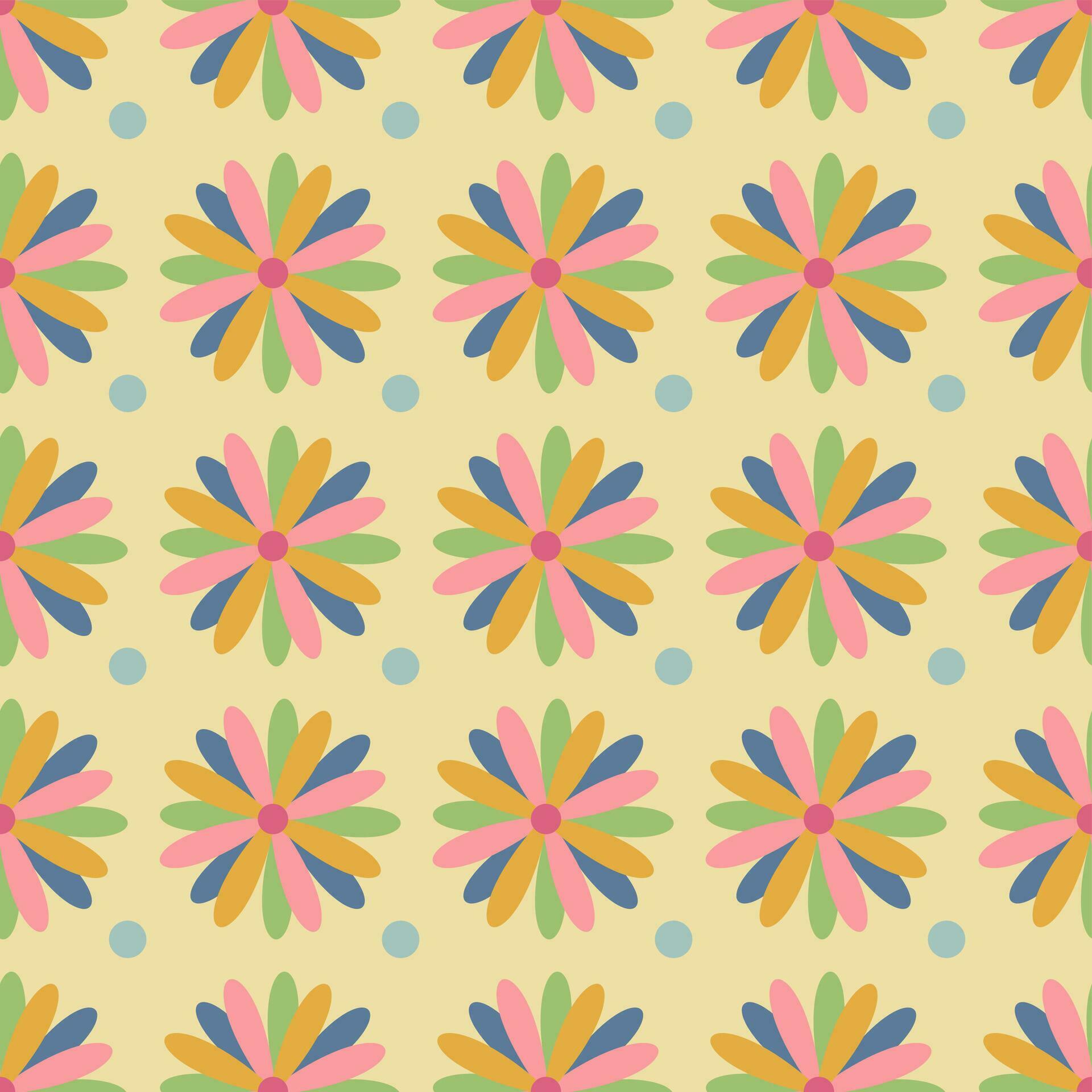 Flower simple seamless pattern. Stock Free