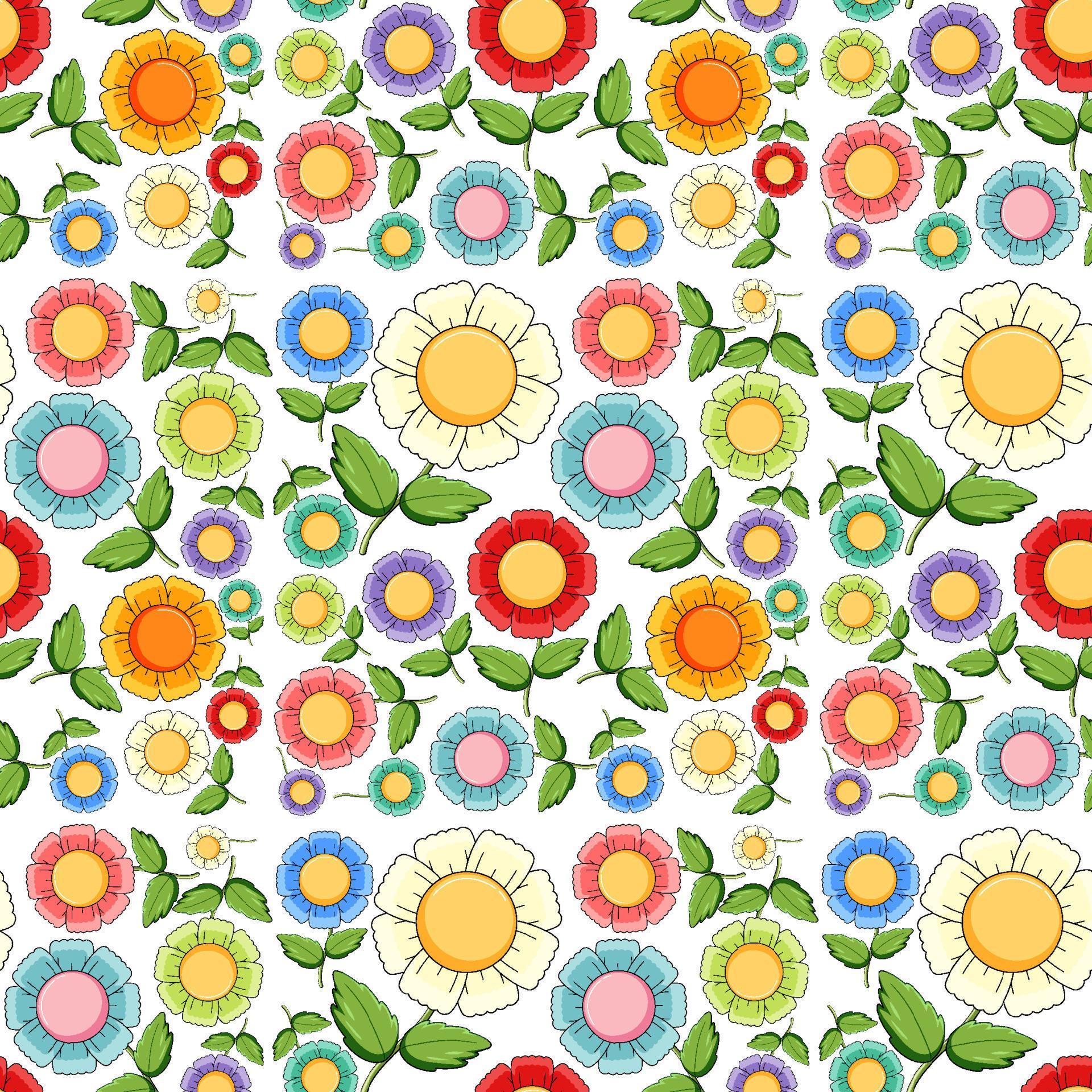 Seamless background design with colorful flowers Stock Free