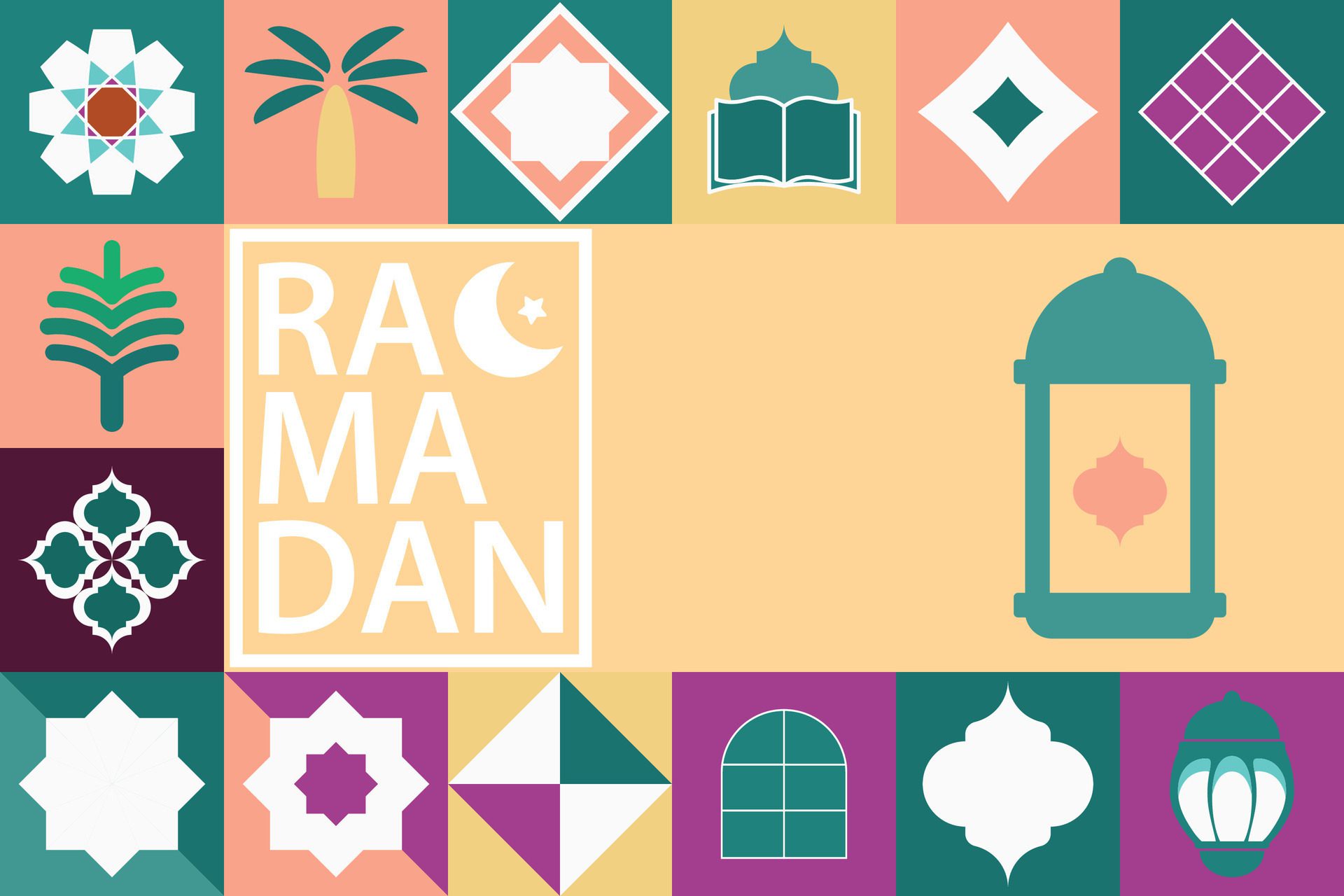 Ramadan Kareem,Islamic greeting card template with ramadan for wallpaper design,poster, media banner. Free Vector