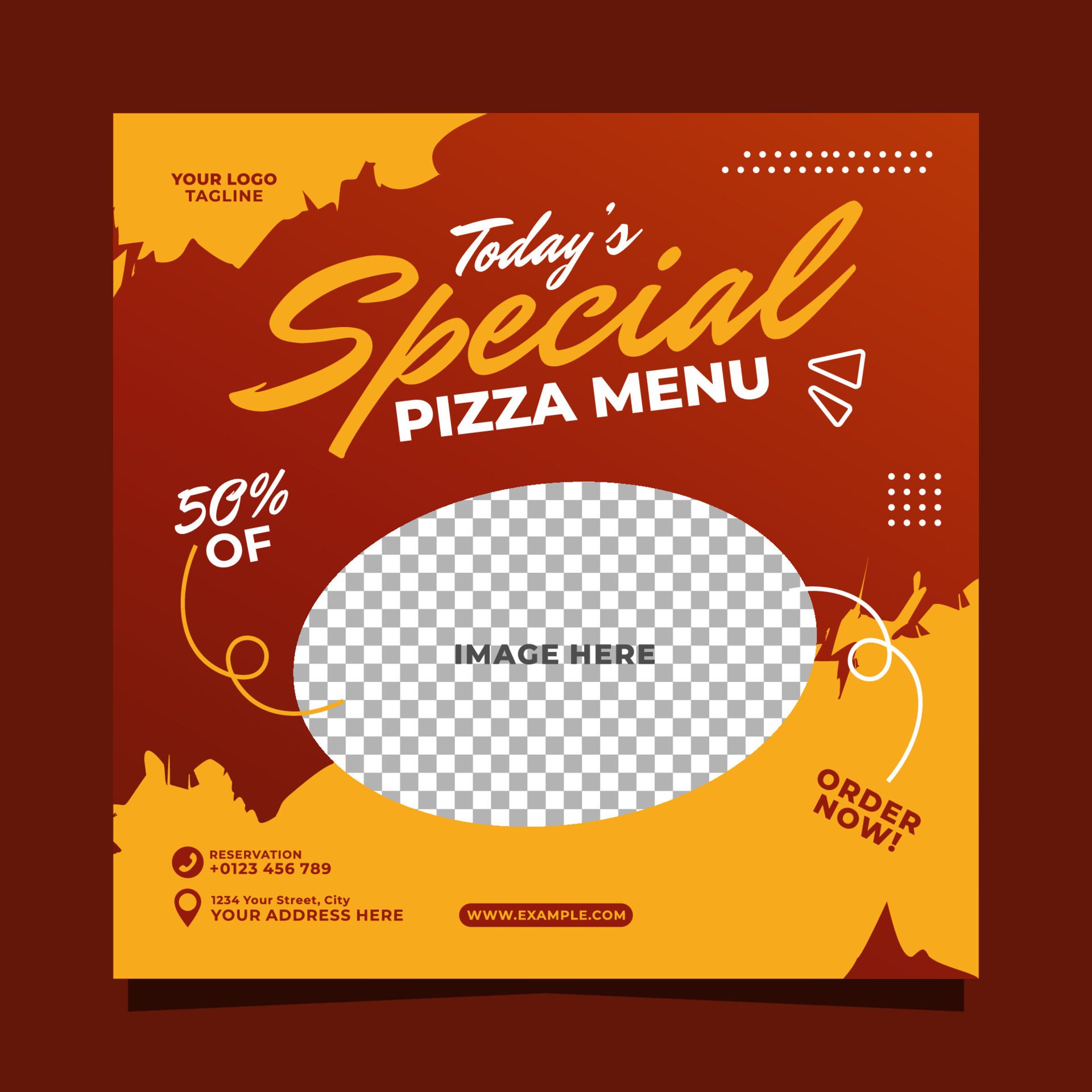 Special pizza menu promotion social media post banner template Free Vector and Free SVG