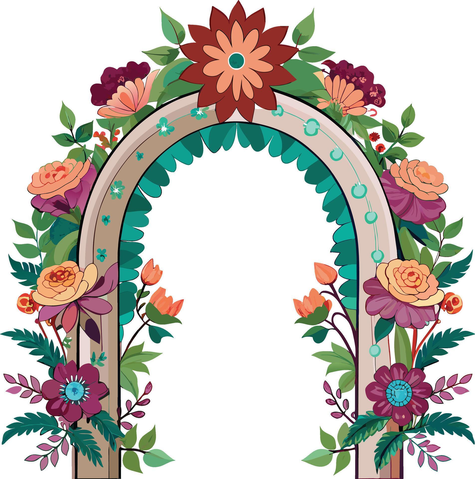 Beautiful wedding arch with flowers leaves and branches Decor for marriage ceremony Birthday party Stock Free