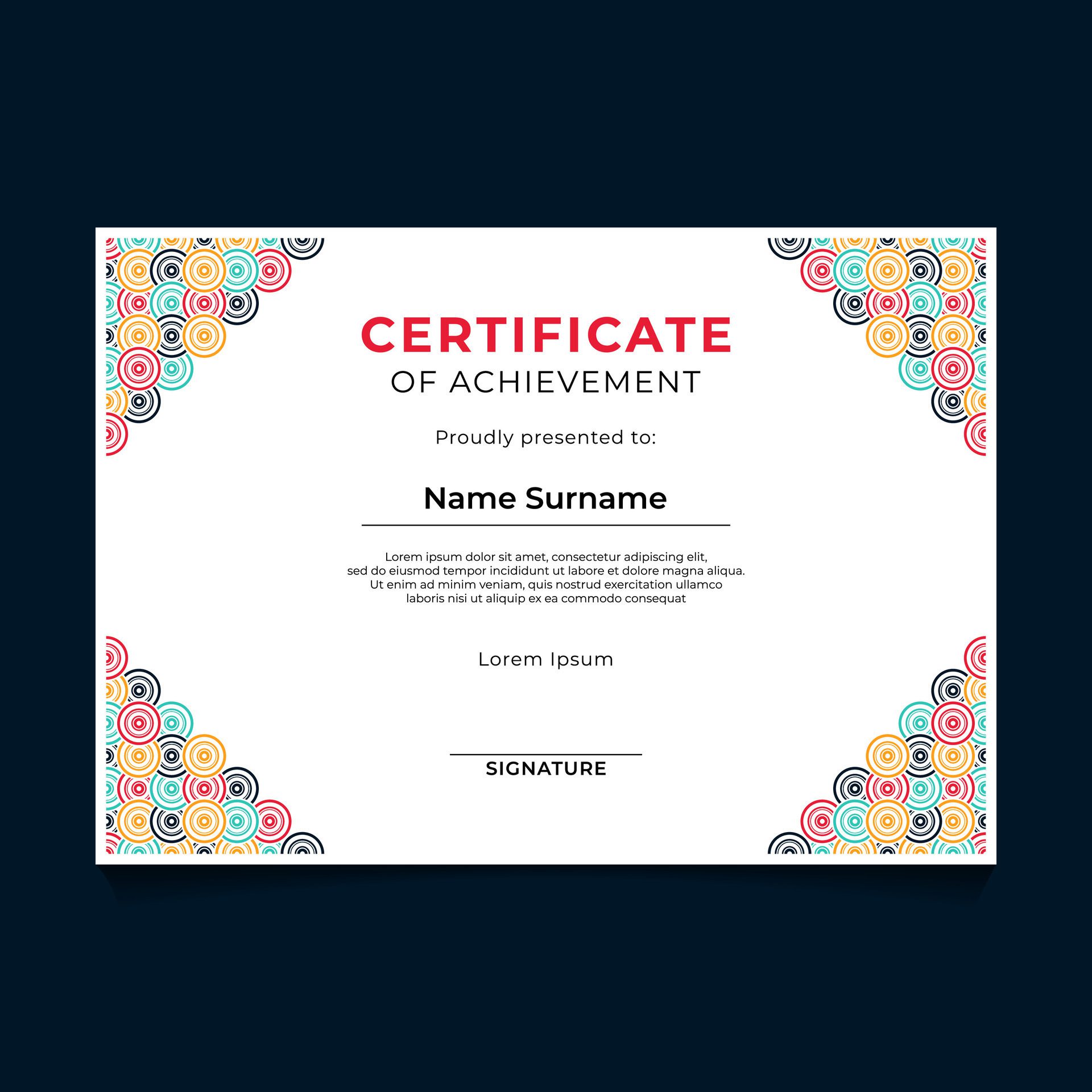 Abstract Geometric Circle Pattern Certificate Design Free Vector