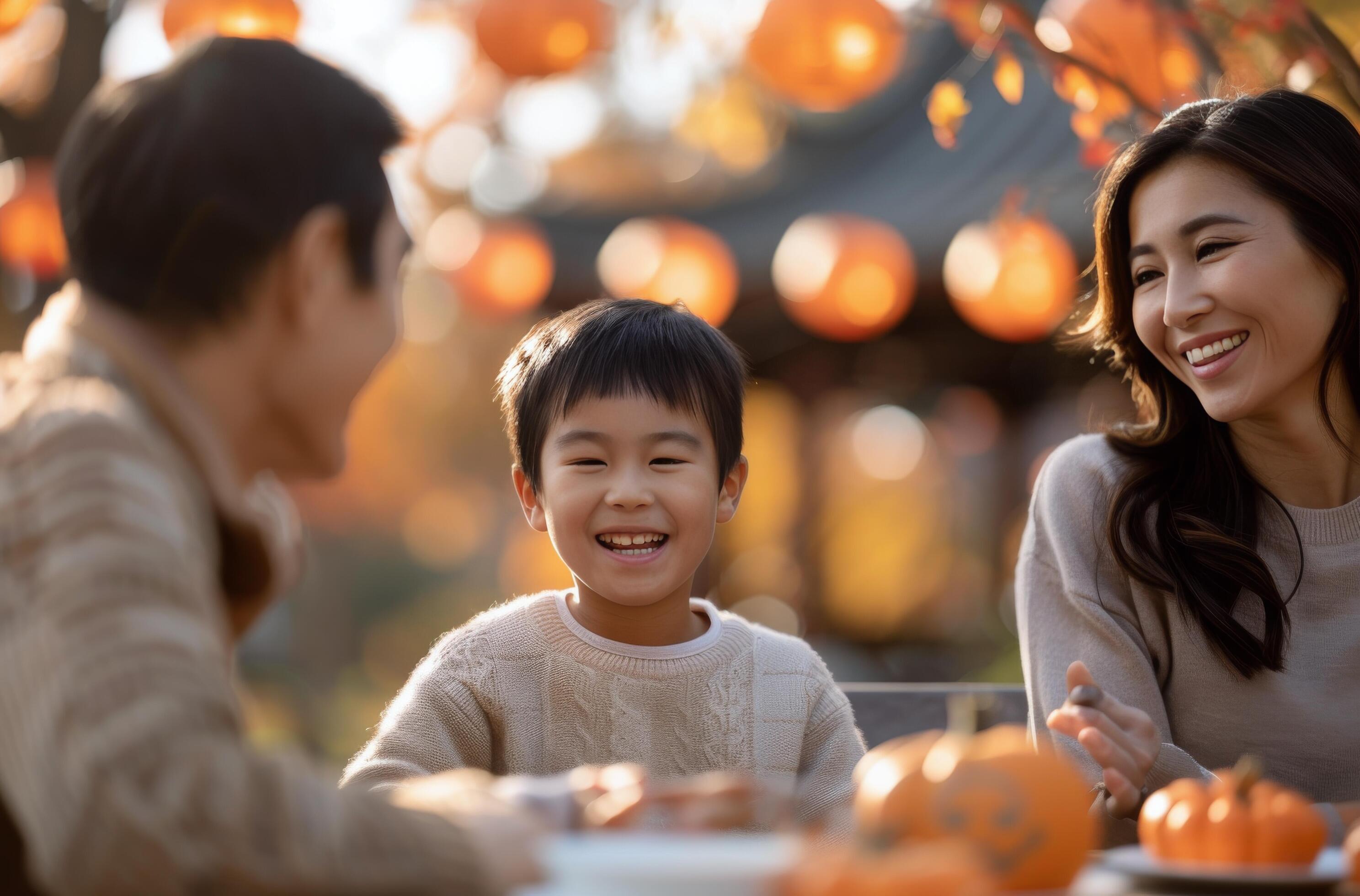 Family Gathering With Pumpkins Stock Free