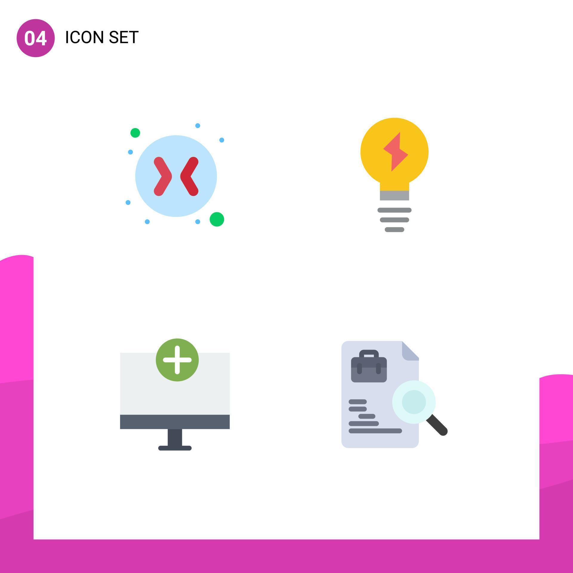 Group of 4 Flat Icons Signs and Symbols for arrows gadget bulb add worker Editable Vector Design Elements Stock Free