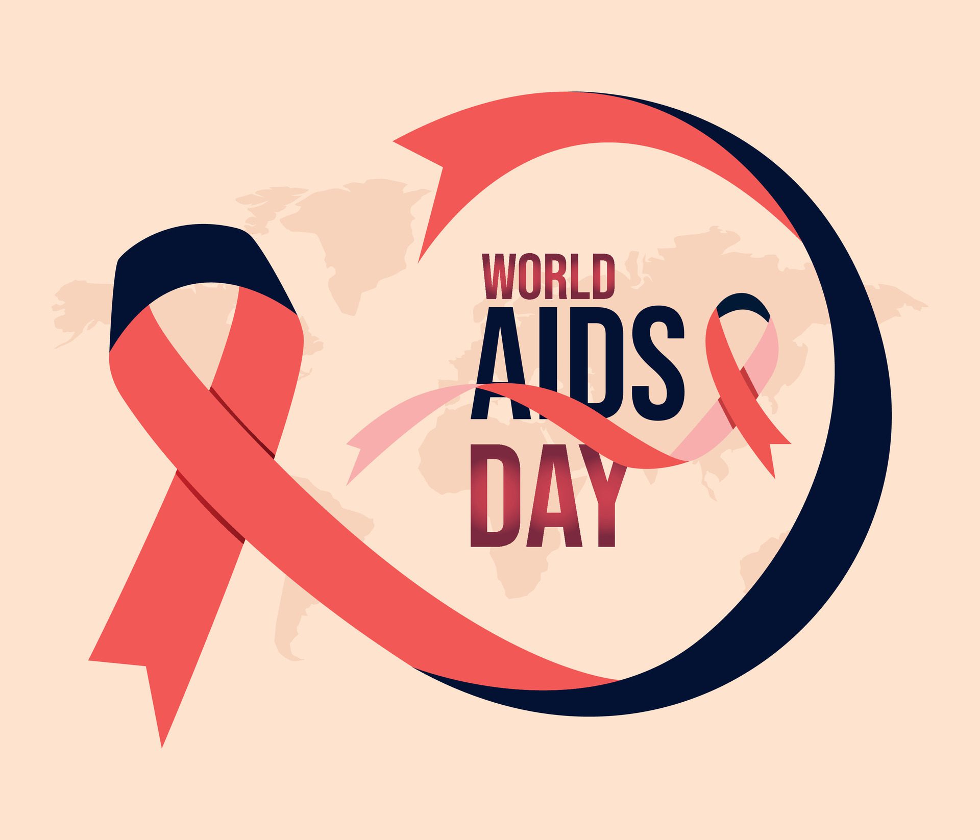 World aids day banner red awareness ribbon illustration Free Vector