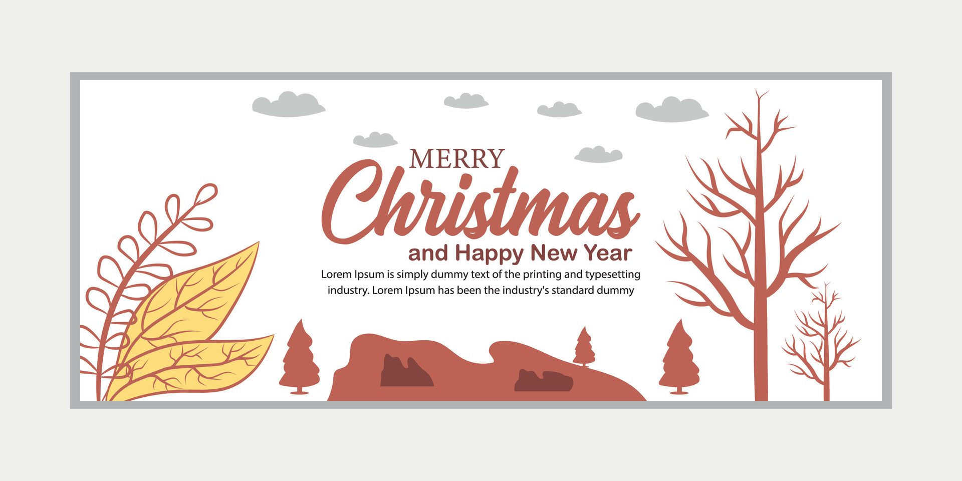 merry christmas banner set and happy new year banner, social media cover and web banner Free Vector