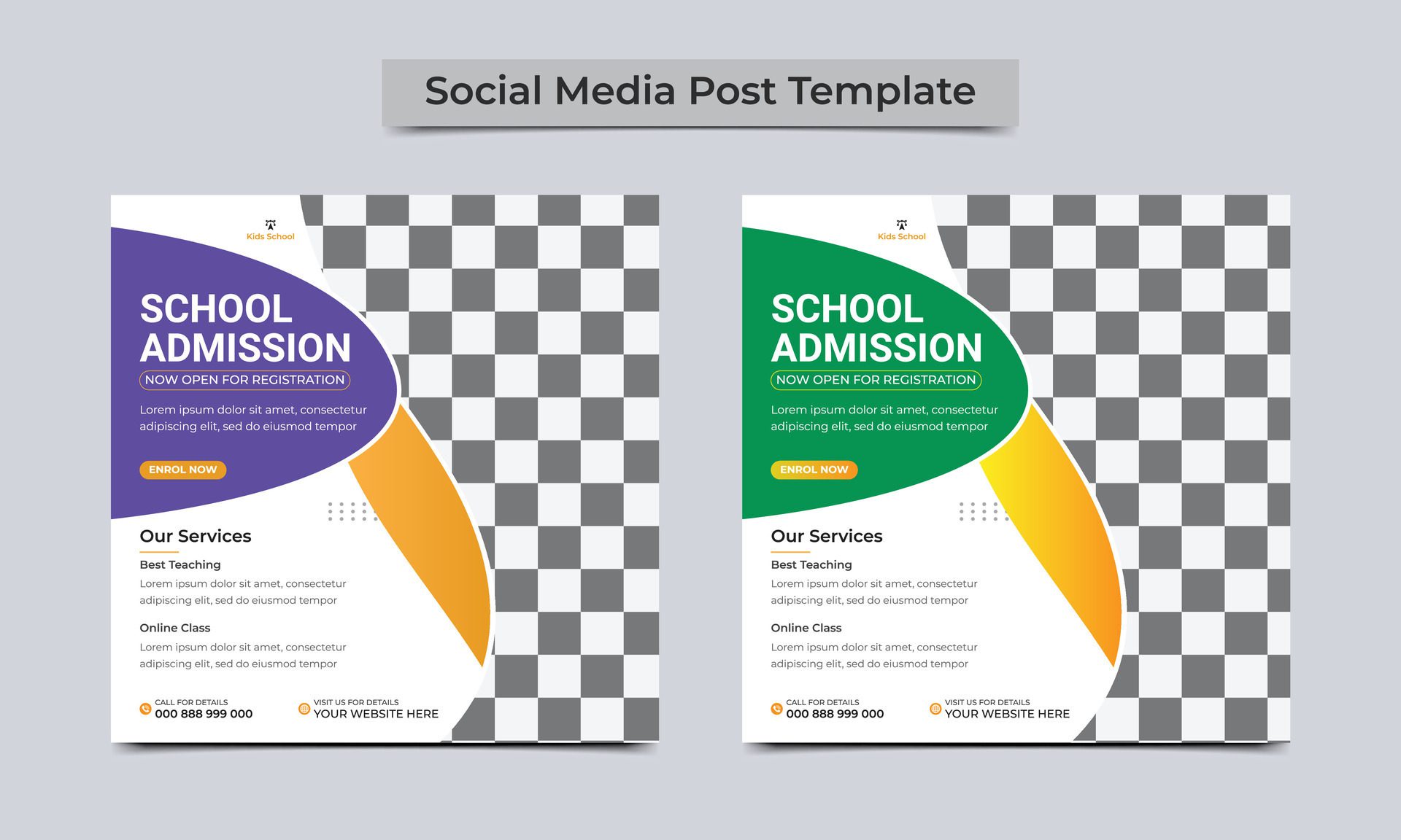 School Admission social media post or Back to school education admission social media post and web banner template design. Free Vector