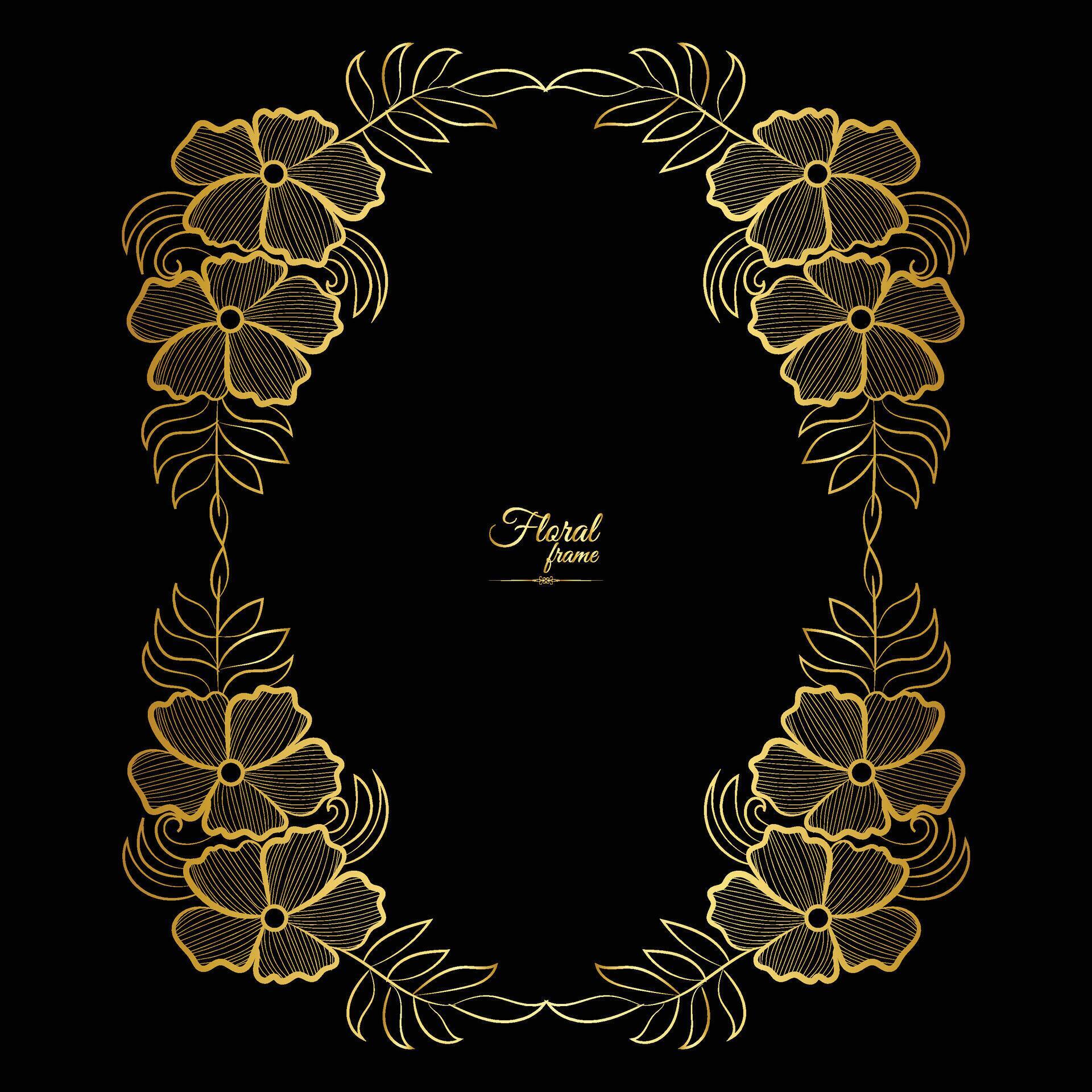 Vector luxury decorative golden vintage frames and borders. retro ornamental frame art and flower isolated floral background Stock Free