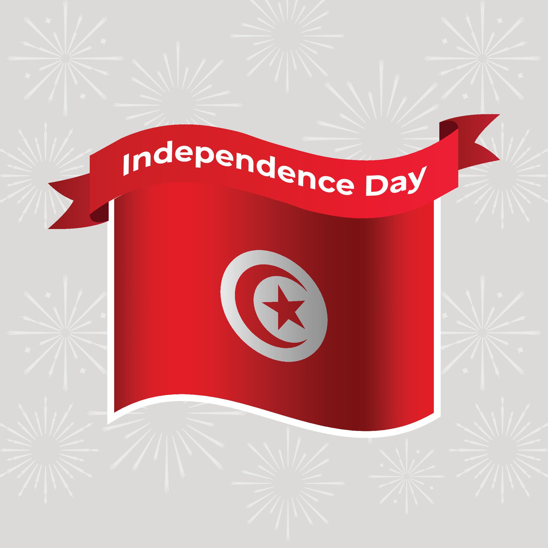 Tunisia Wavy Flag Independence Day Banner Background Free Vector