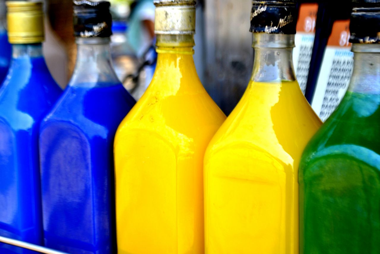 Colored Liquid Bottles Stock Free