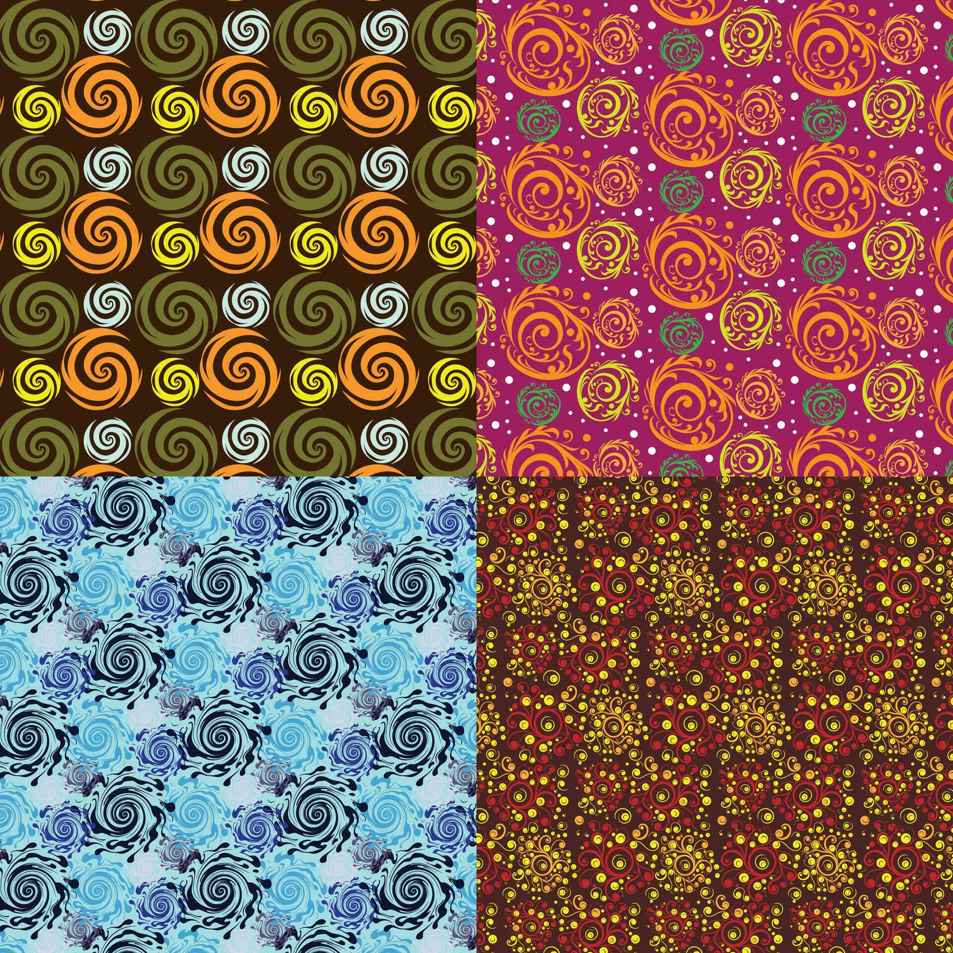 Colorful Abstract Patterns with Swirls, Circles, and Flowers Stock Free