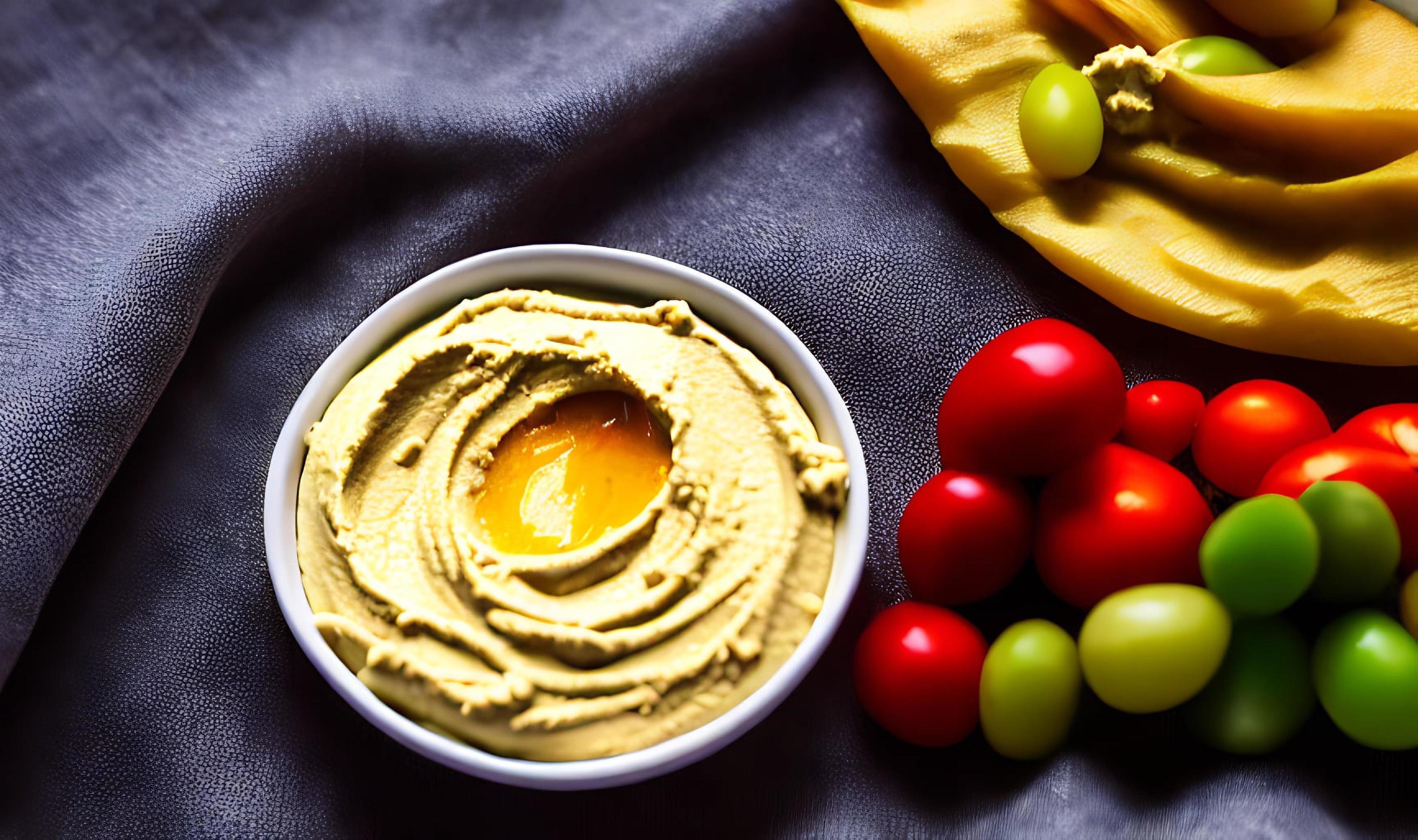 Healthy food. Traditional freshly made organic hummus. Stock Free