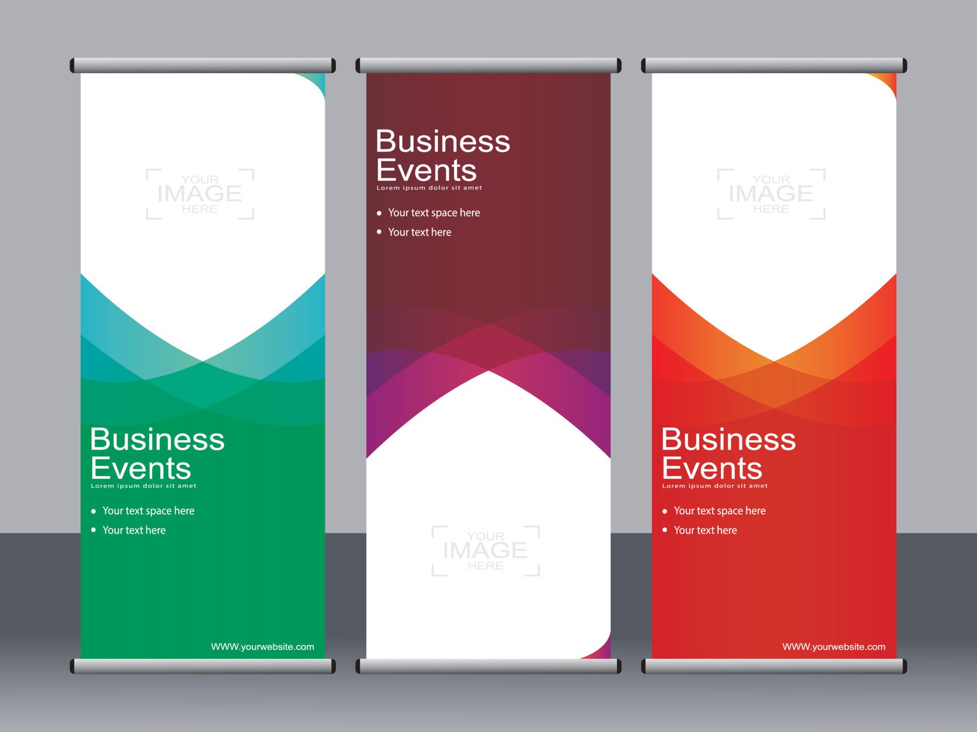 Business banner roll up set standee banner template. Free Vector