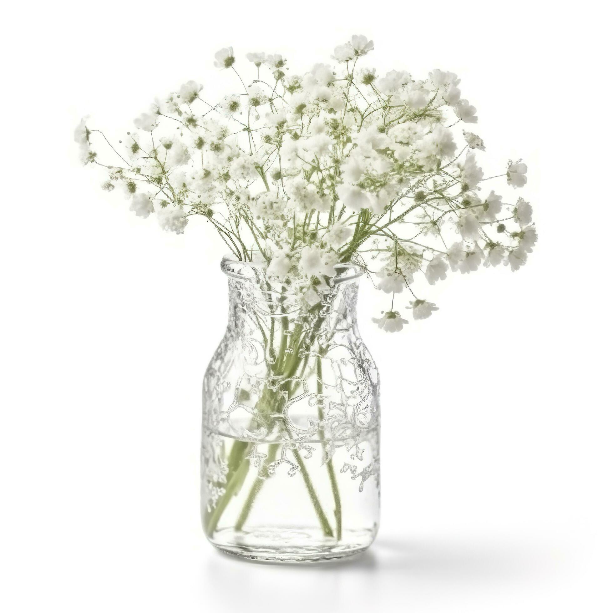 Gypsophila flowers isolated on white background, generate ai Stock Free