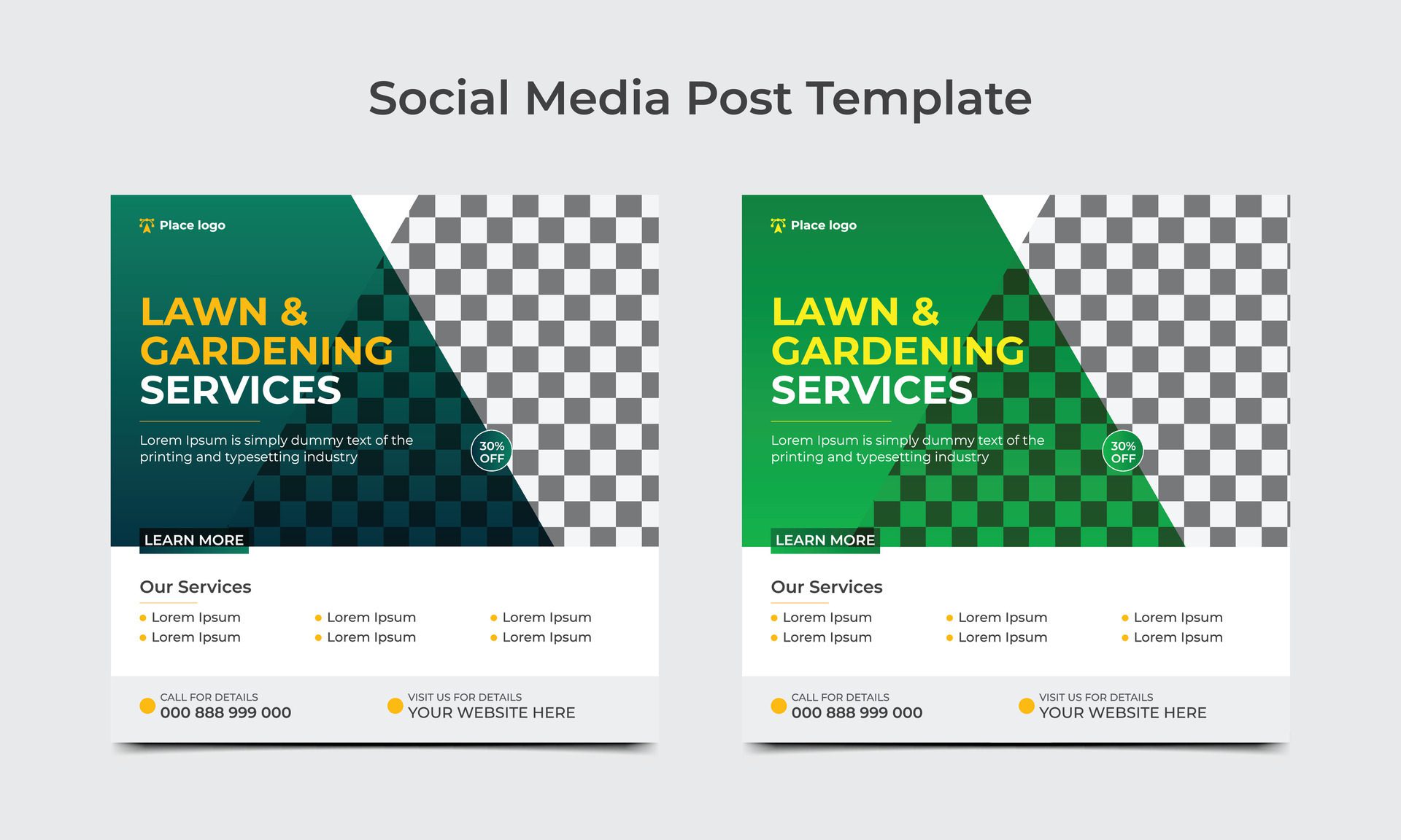 Lawn and Gardening service social media post template. Lawn Mower Garden or Landscaping service social media post square banner template. Free Vector