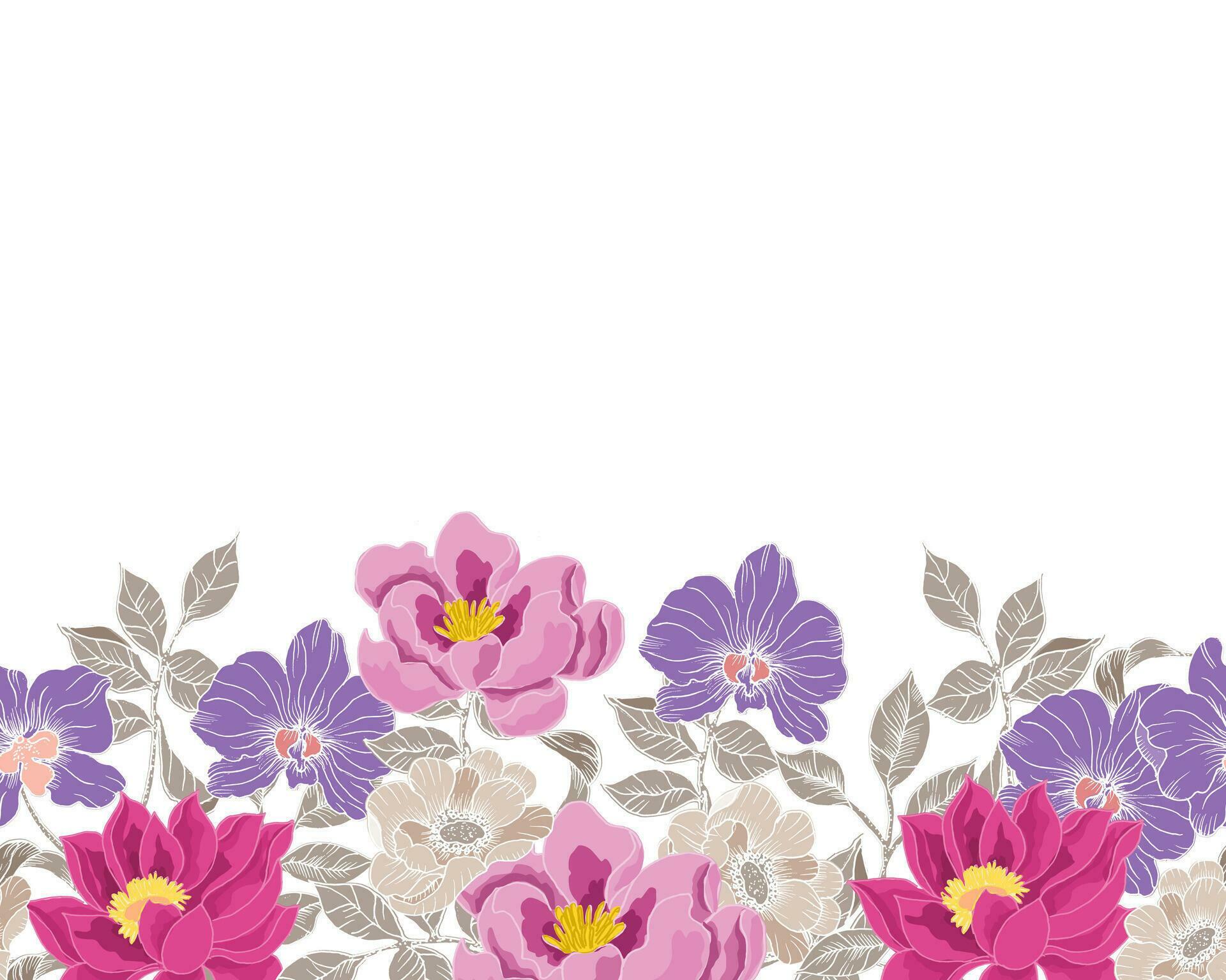 Hand Drawn Lotus and Orchid Flower Seamless Background Stock Free and Free SVG