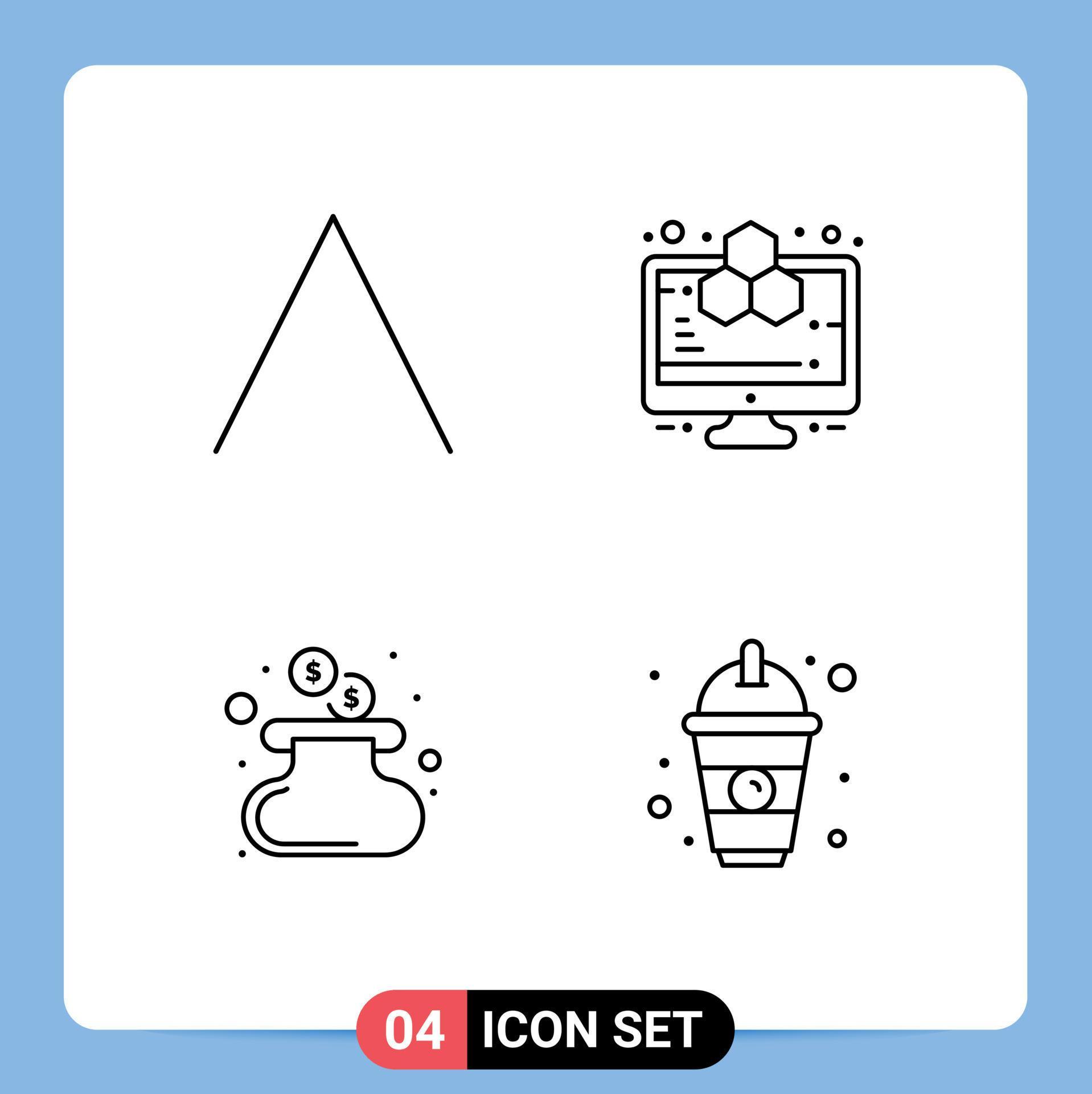 4 Creative Icons Modern Signs and Symbols of arrow purse analytics study drink Editable Vector Design Elements Stock Free