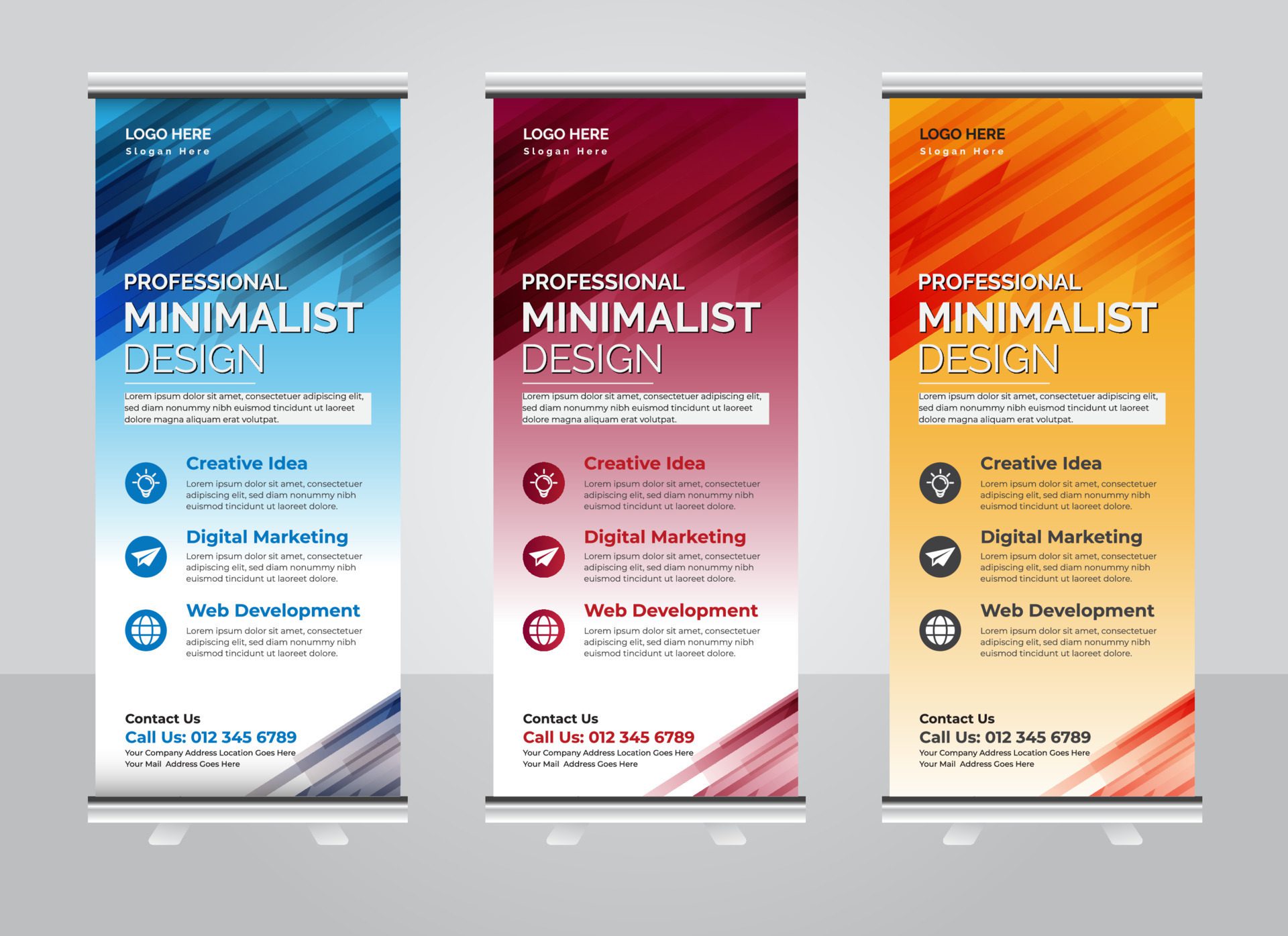 Corporate roll up banner design Free Vector