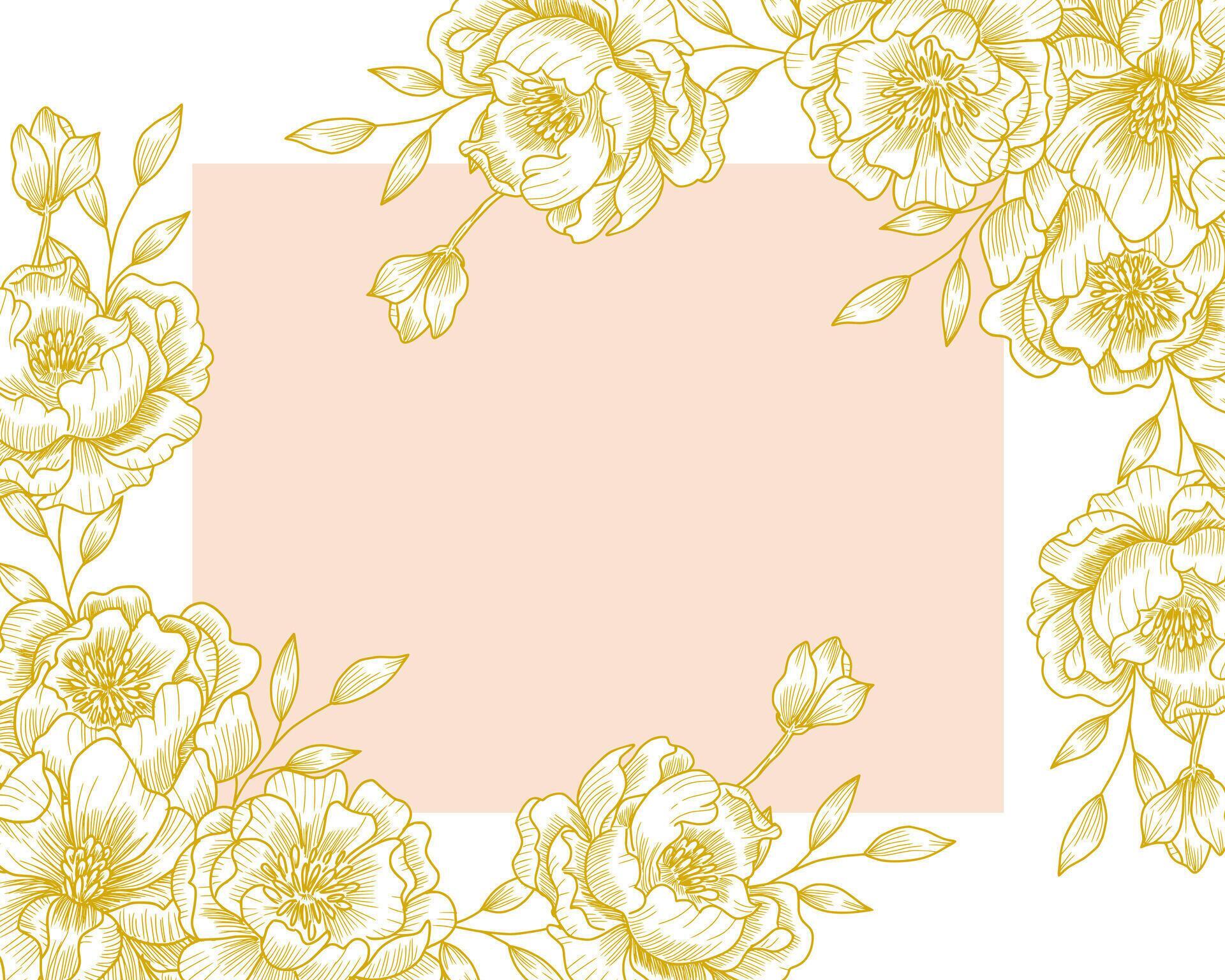 Hand Drawn Peony Flower Border Stock Free