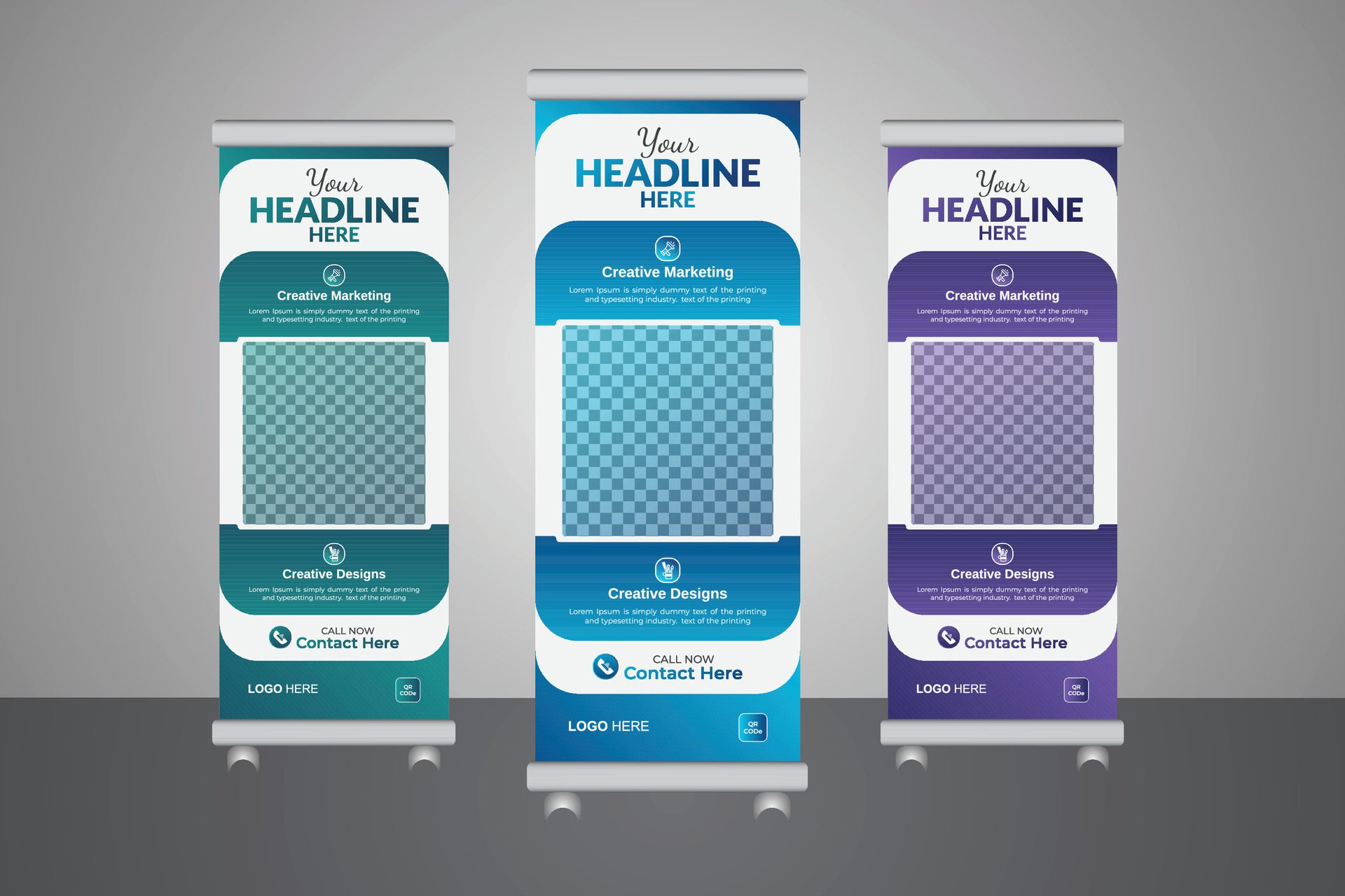 Original and contemporary design Banner template for roll-up banner Free Vector