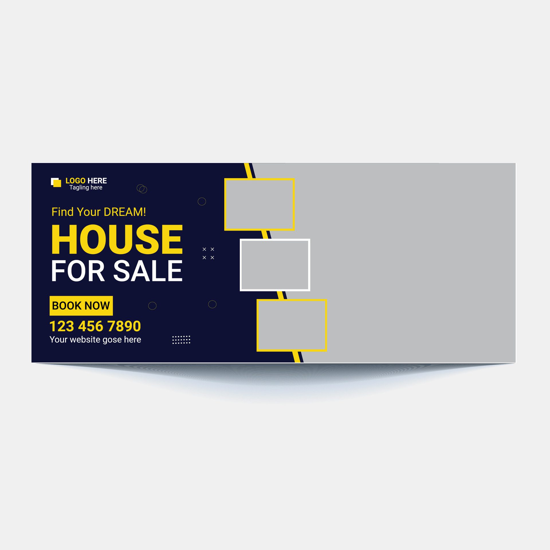 Dream Home for real estate social media cover banner template or web banner design, Elegant modern Home for sale social media banner. Free Vector