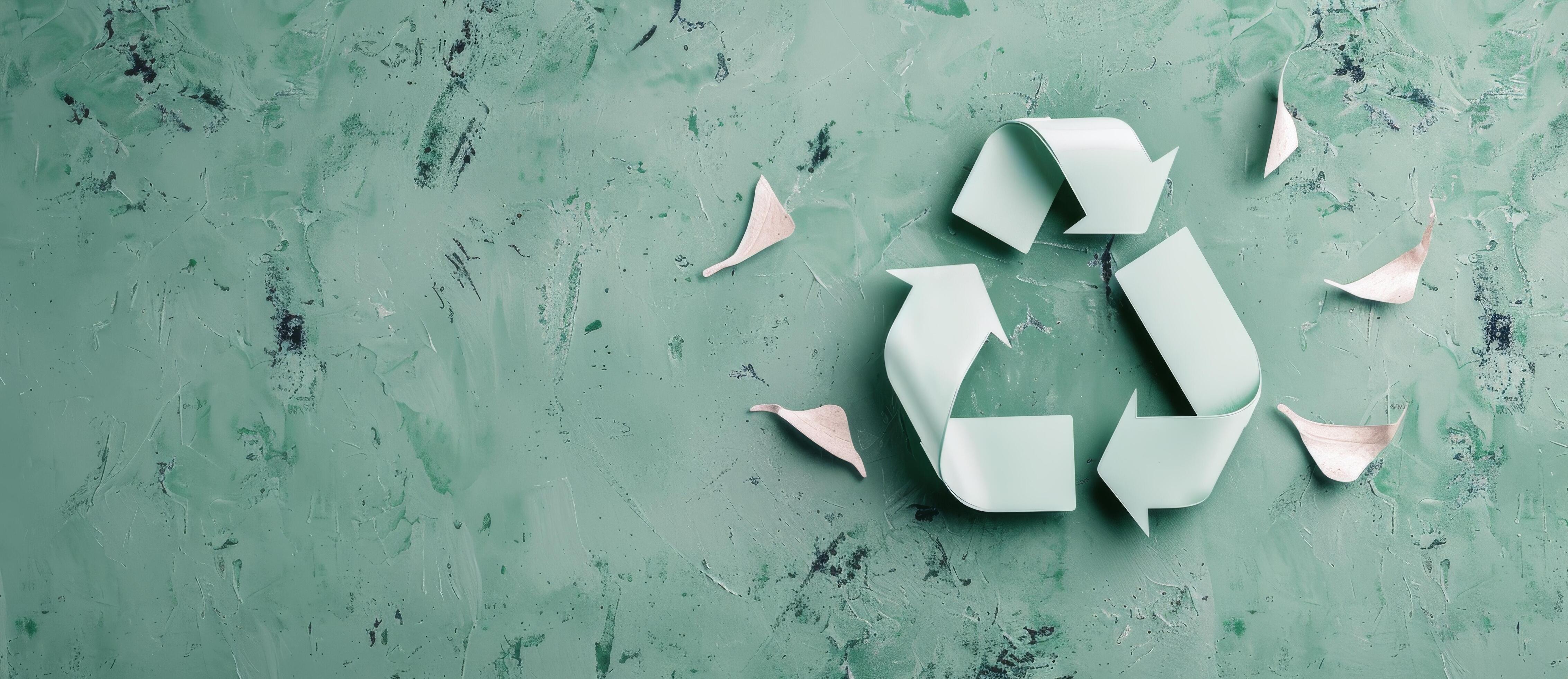 Recycling Symbol Made of Paper on Green Background Stock Free