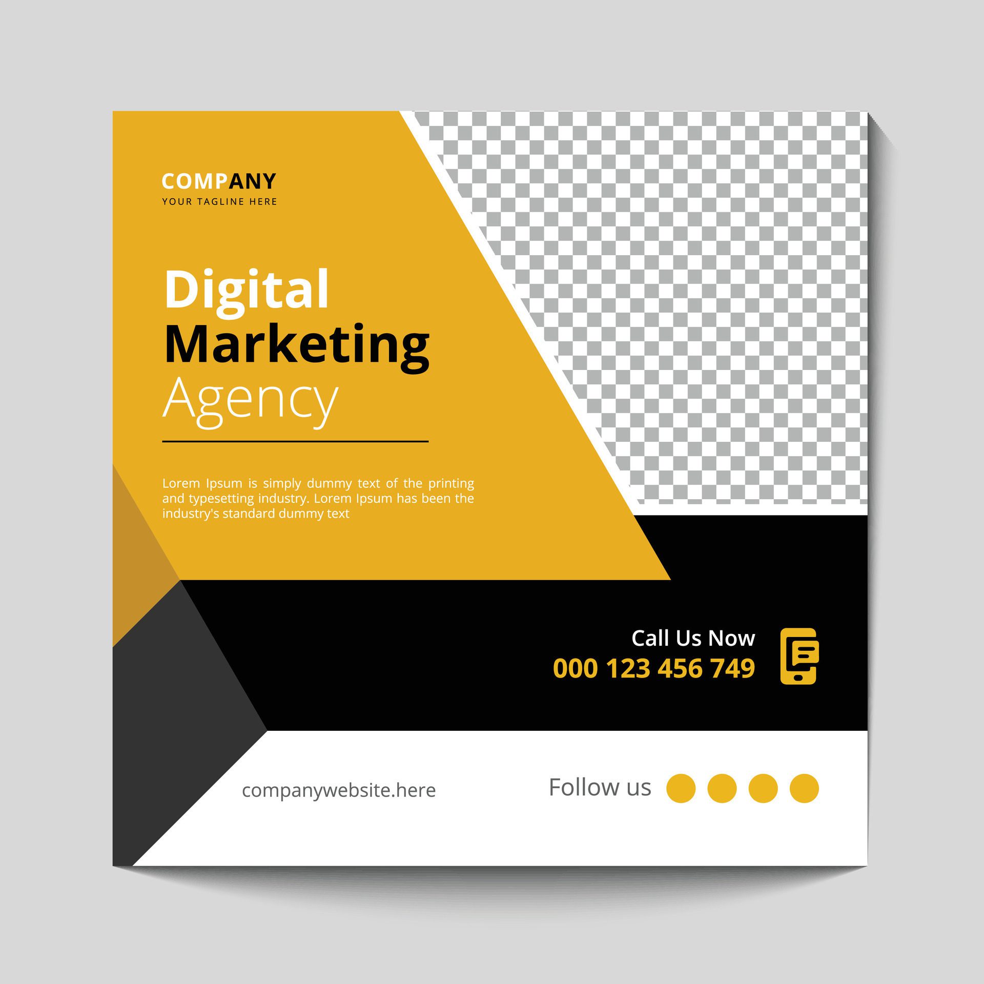 Marketing Agency Social Media Post, Digital Marketing Web Banner, Corporate Square Flyer Template banner Free Vector