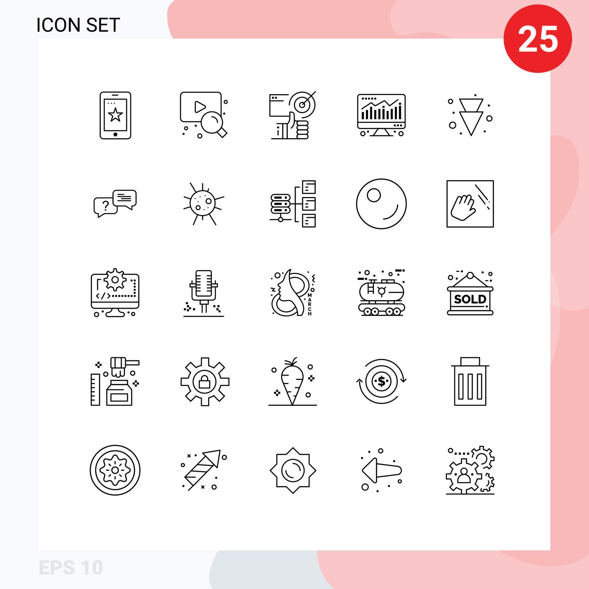 
									Line Pack of 25 Universal Symbols of full arrow achieved economy computer Editable Vector Design Elements Stock Free