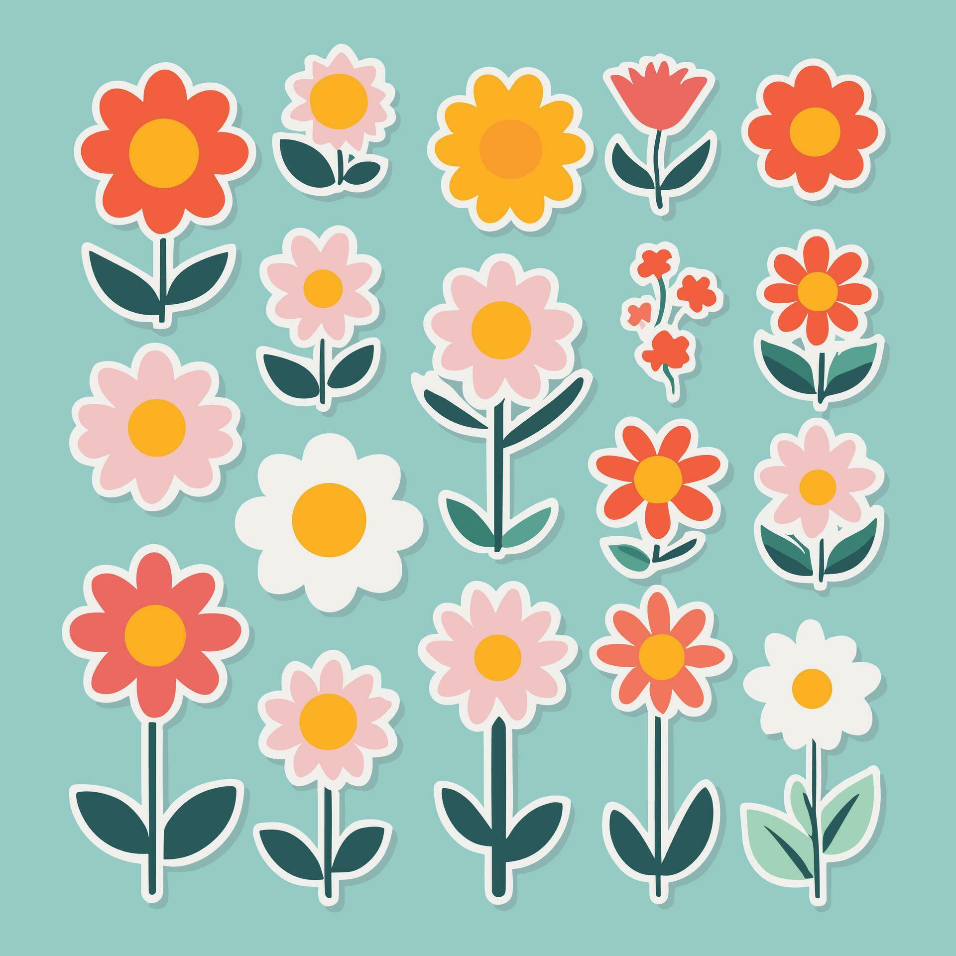 Flower sticker collection Stock Free