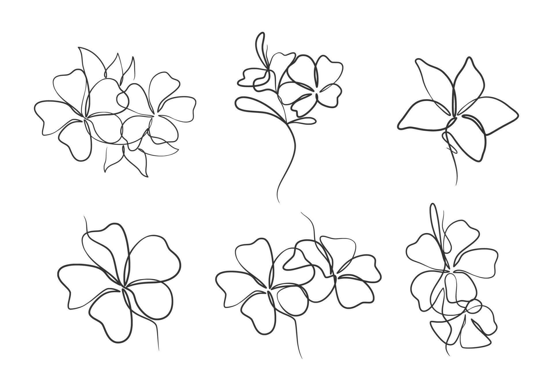 Continuous one line art drawing of beauty champa flower Stock Free