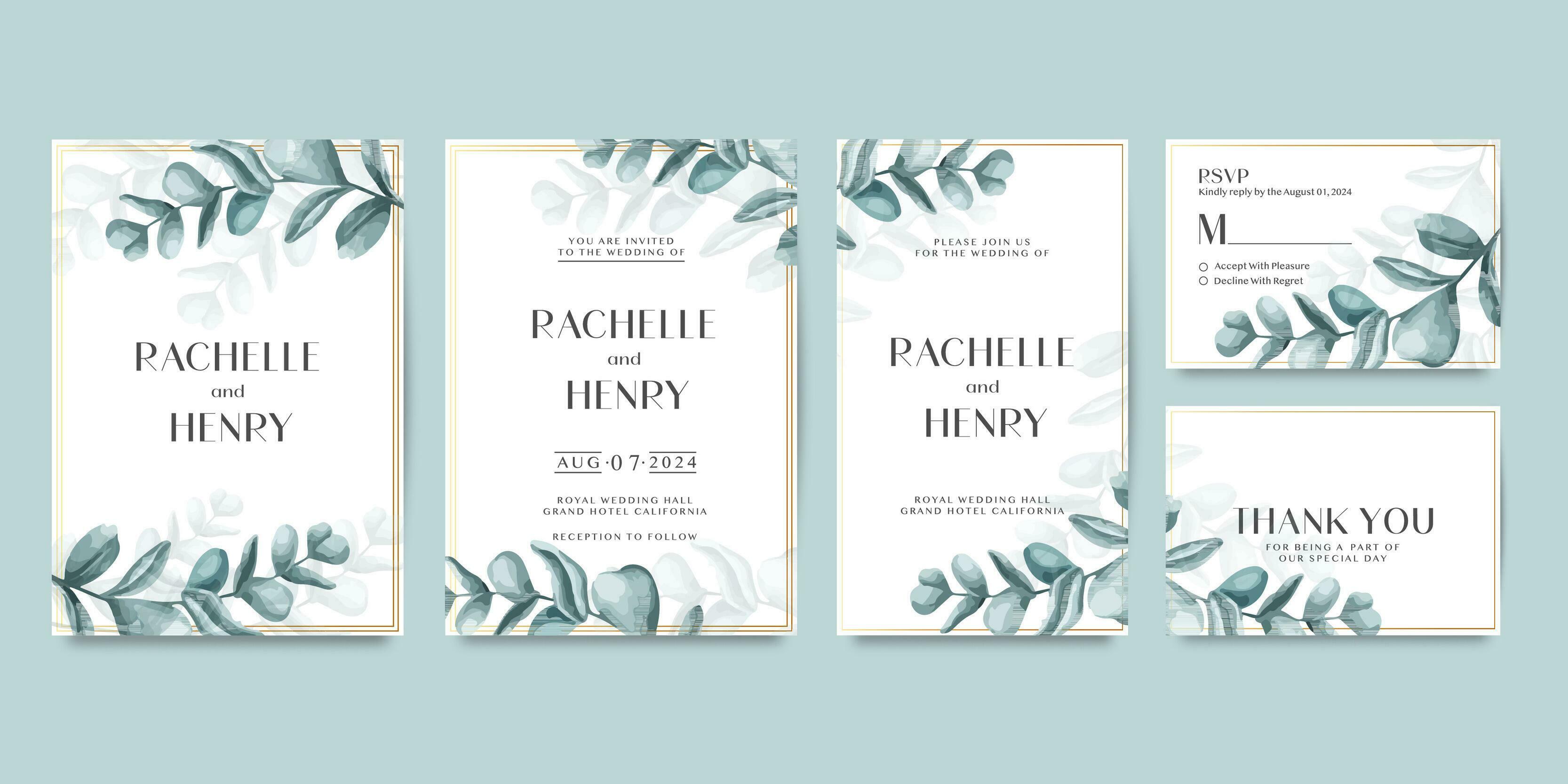 Wedding invitation template with flower Stock Free