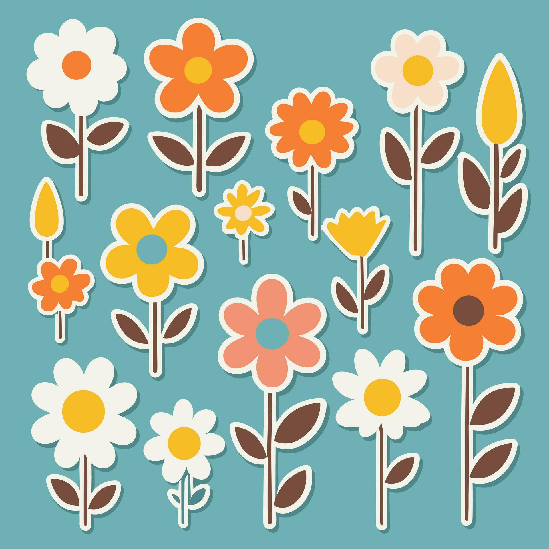 Flower sticker collection Stock Free