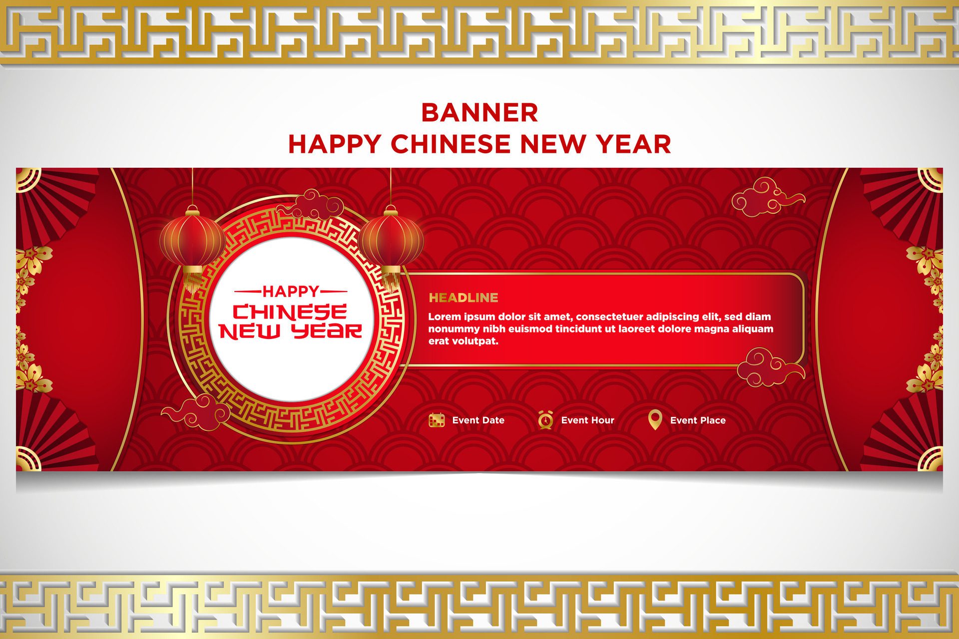 Vector Chinese New Year Festival Celebration Banner Template Free Vector