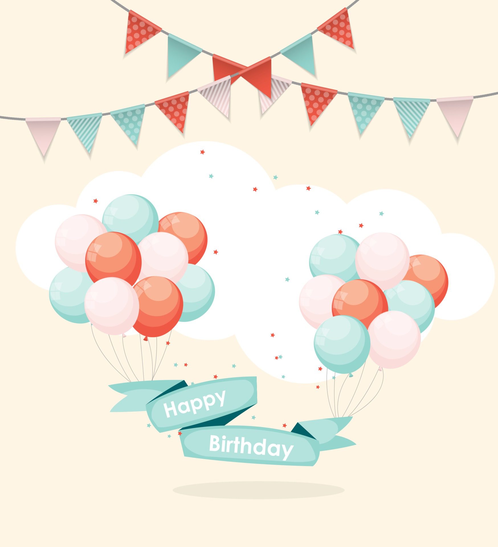 Color Glossy Happy Birthday Balloons Banner Background Free Vector