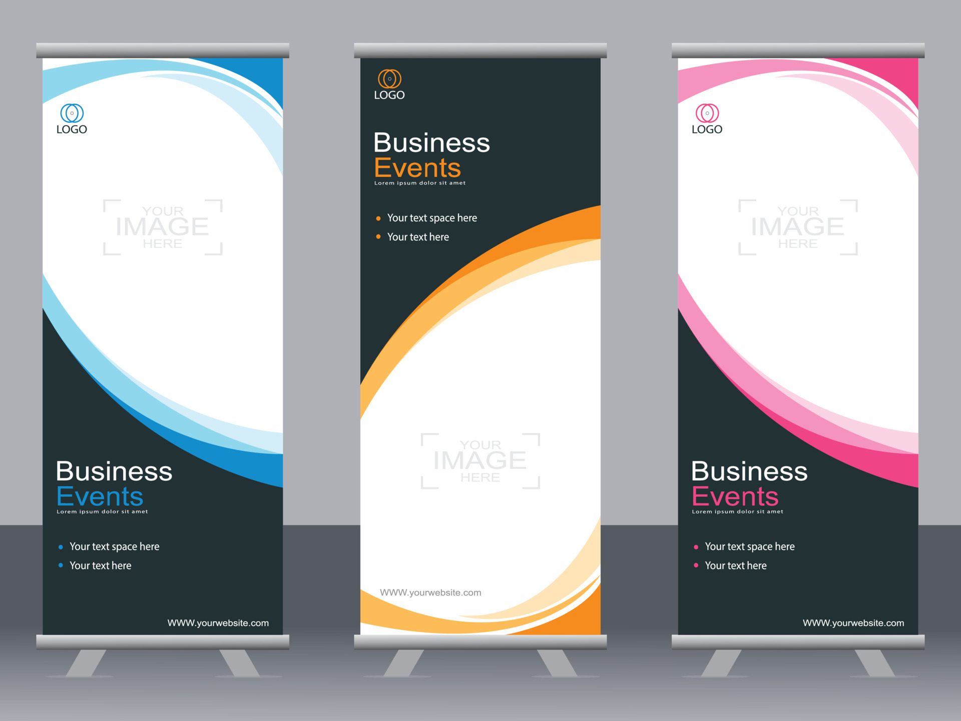 Business banner roll up set standee banner template Modern banner. Free Vector