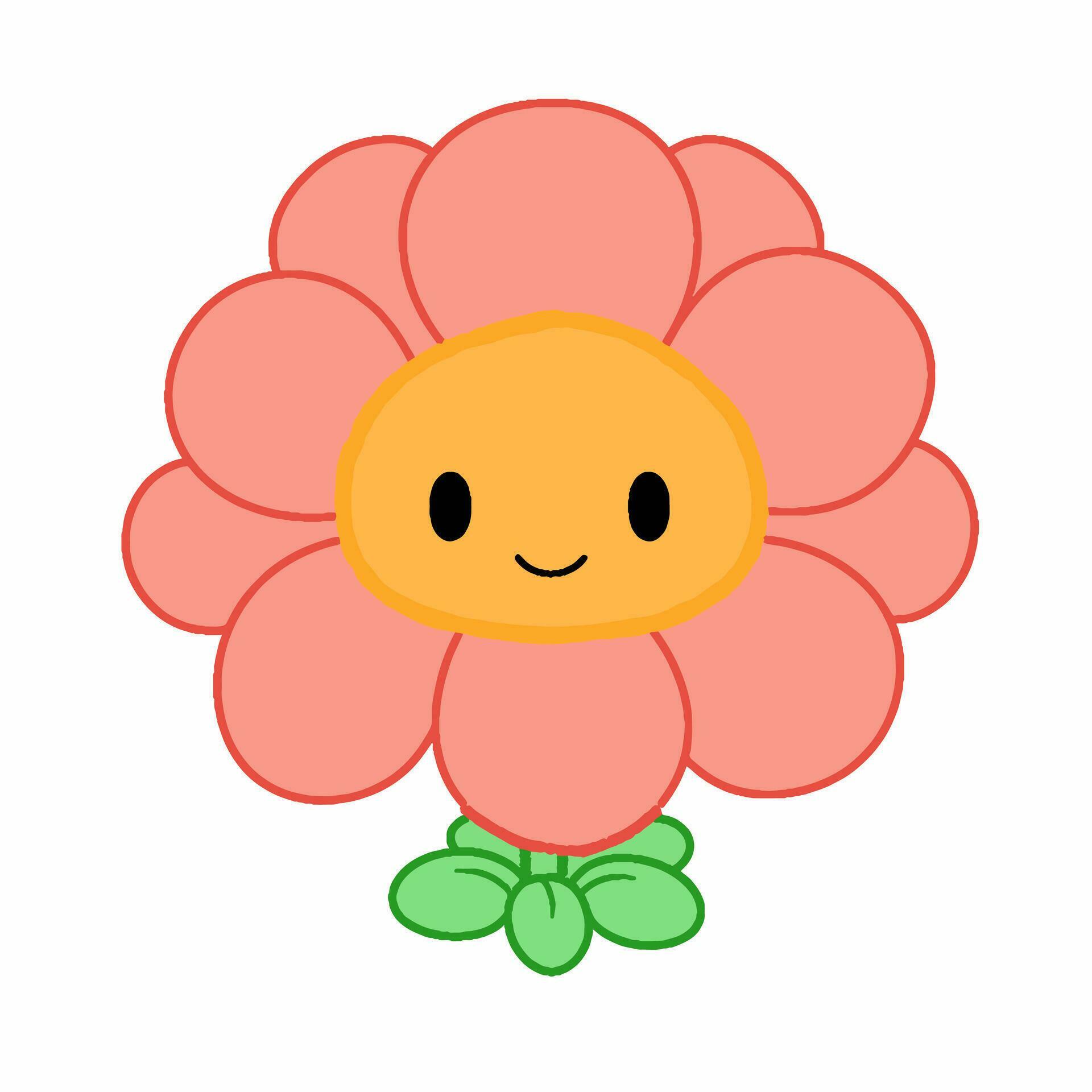 Cartoon style flower. Hand drawn Vector illustration. Stock Free