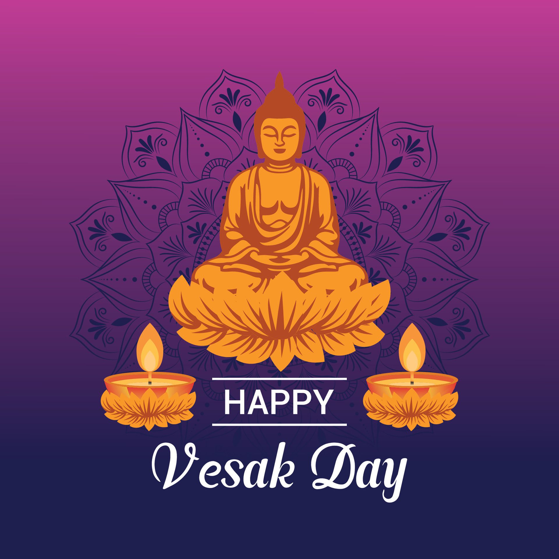 Flat vesak day illustration festival celebration and vesak day Banner Free Vector